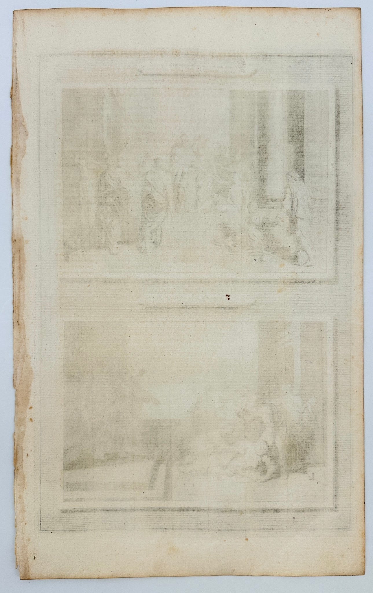 Antique Biblical Print - Healing at the Temple Gate & Death of Spouses F5
