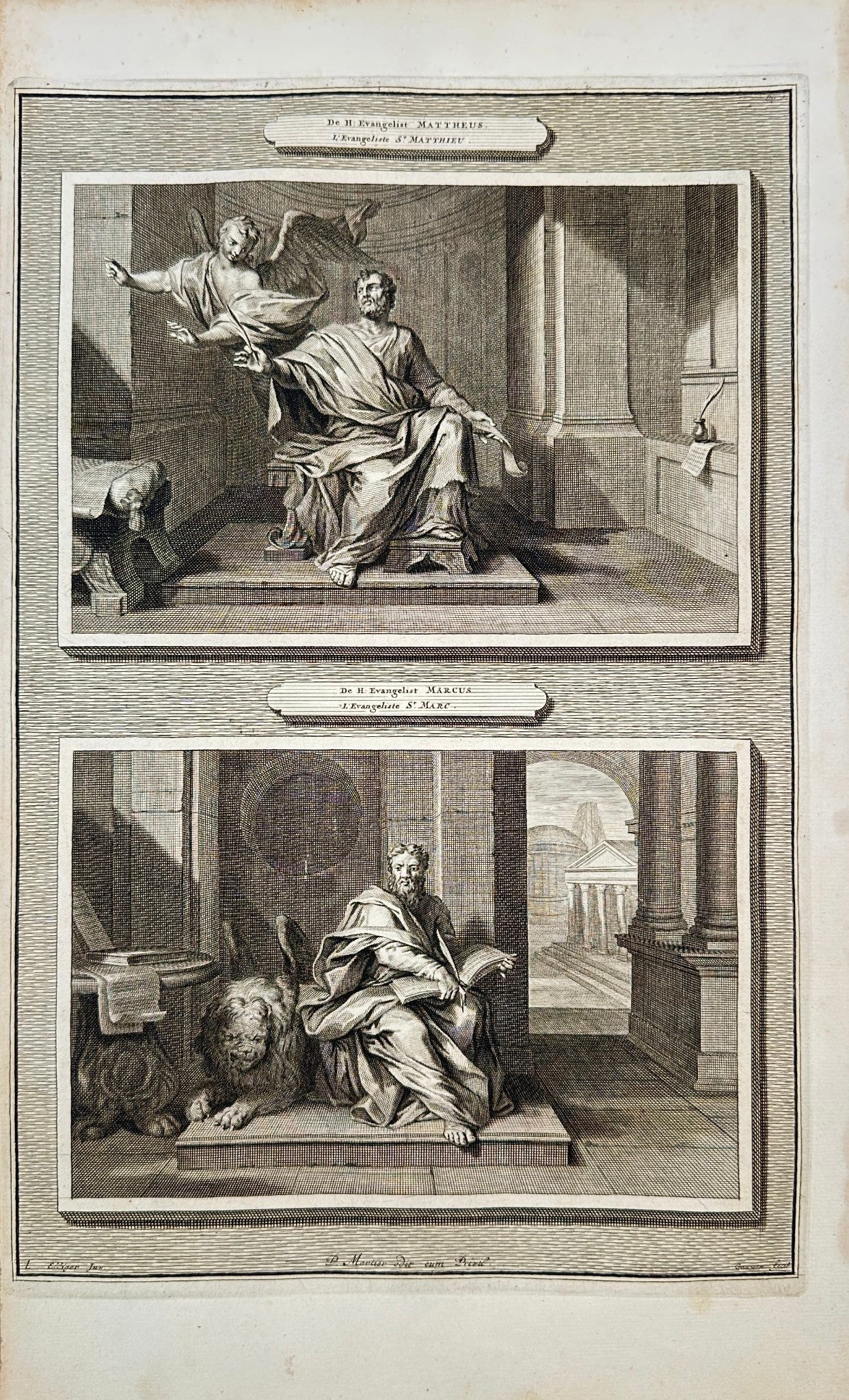 Antique Biblical Print - St. Evangelist Matthew & St. Evangelist Marcus F5