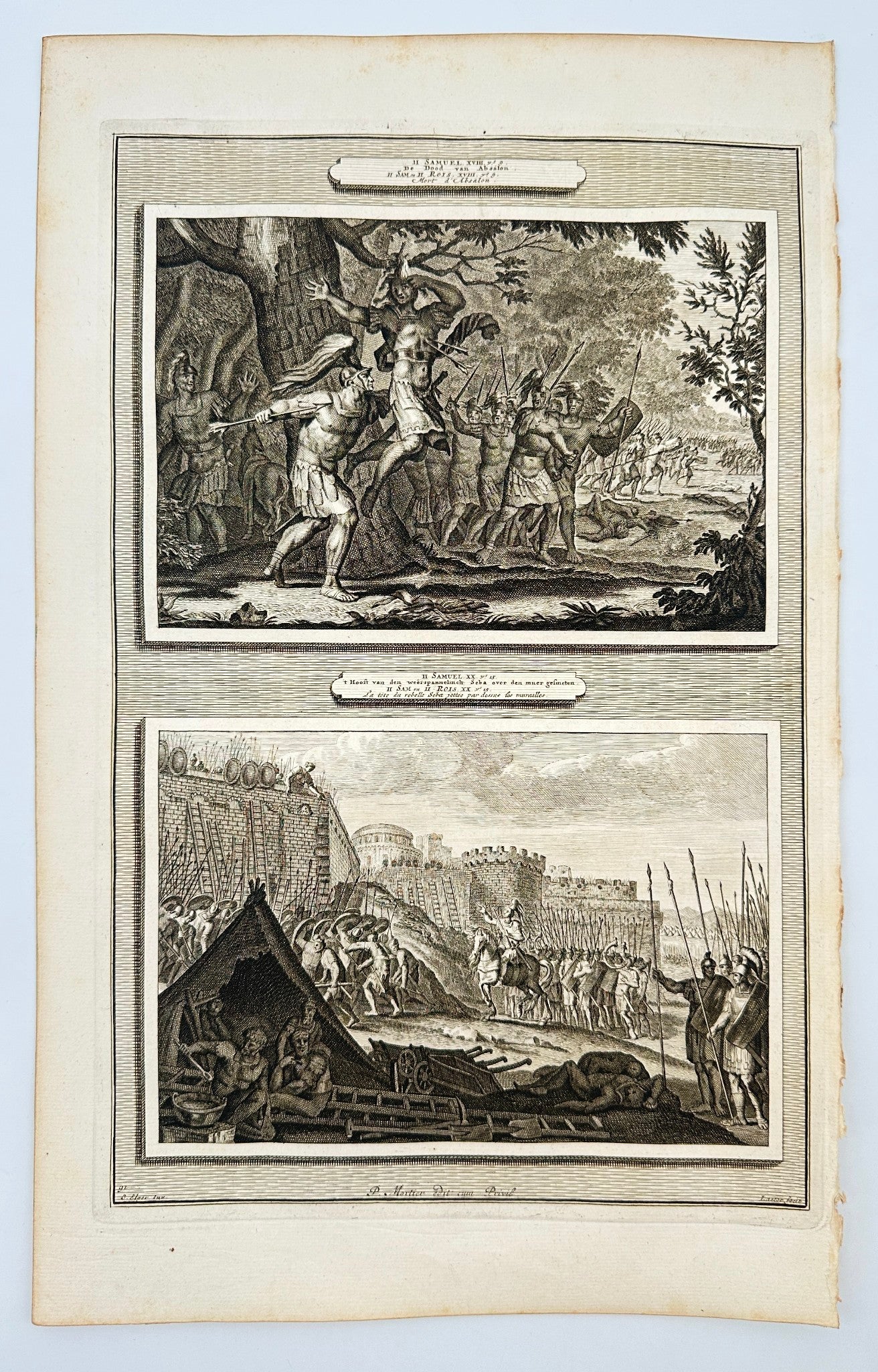 Antique Engraving - Pierre Mortier - The Death of Absalom - Amsterdam - F5