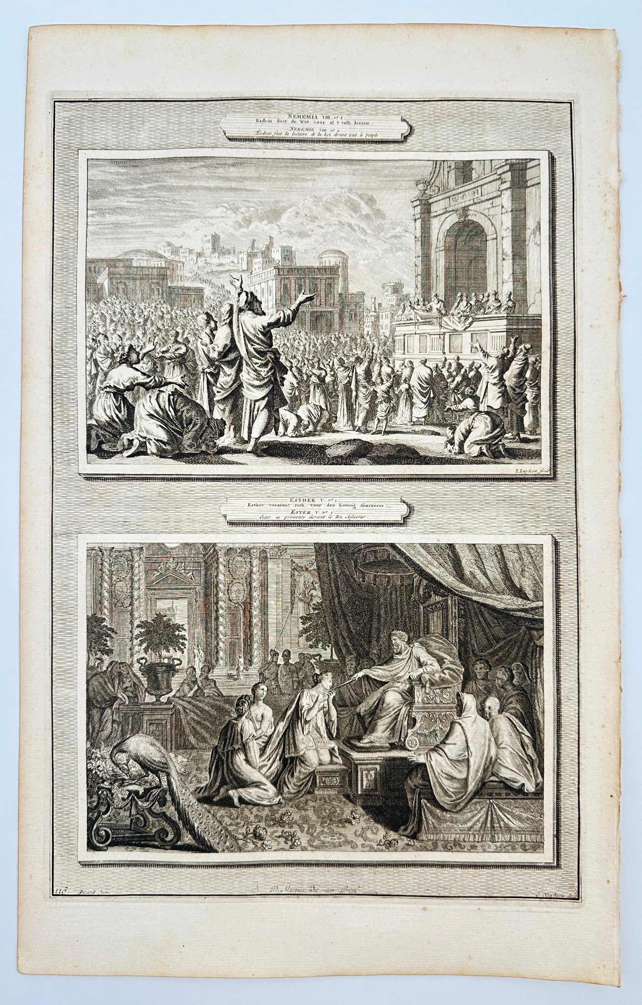 Antique Print - Pierre Mortier - Kadras Has the Law Read to all the People - F5