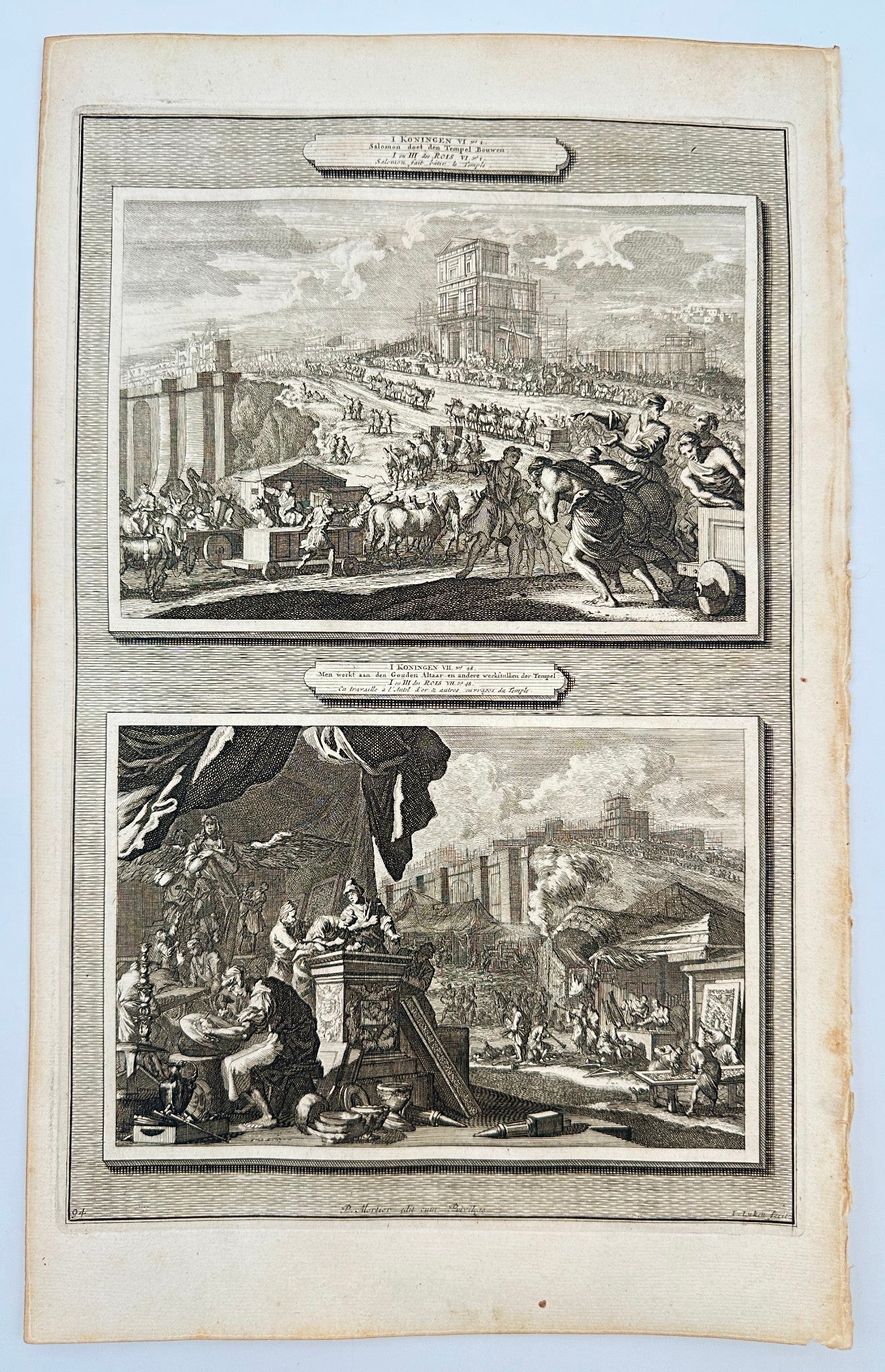 Antique Print - Mortier - Construction of Solomon's Temple and Golden Altar - F5