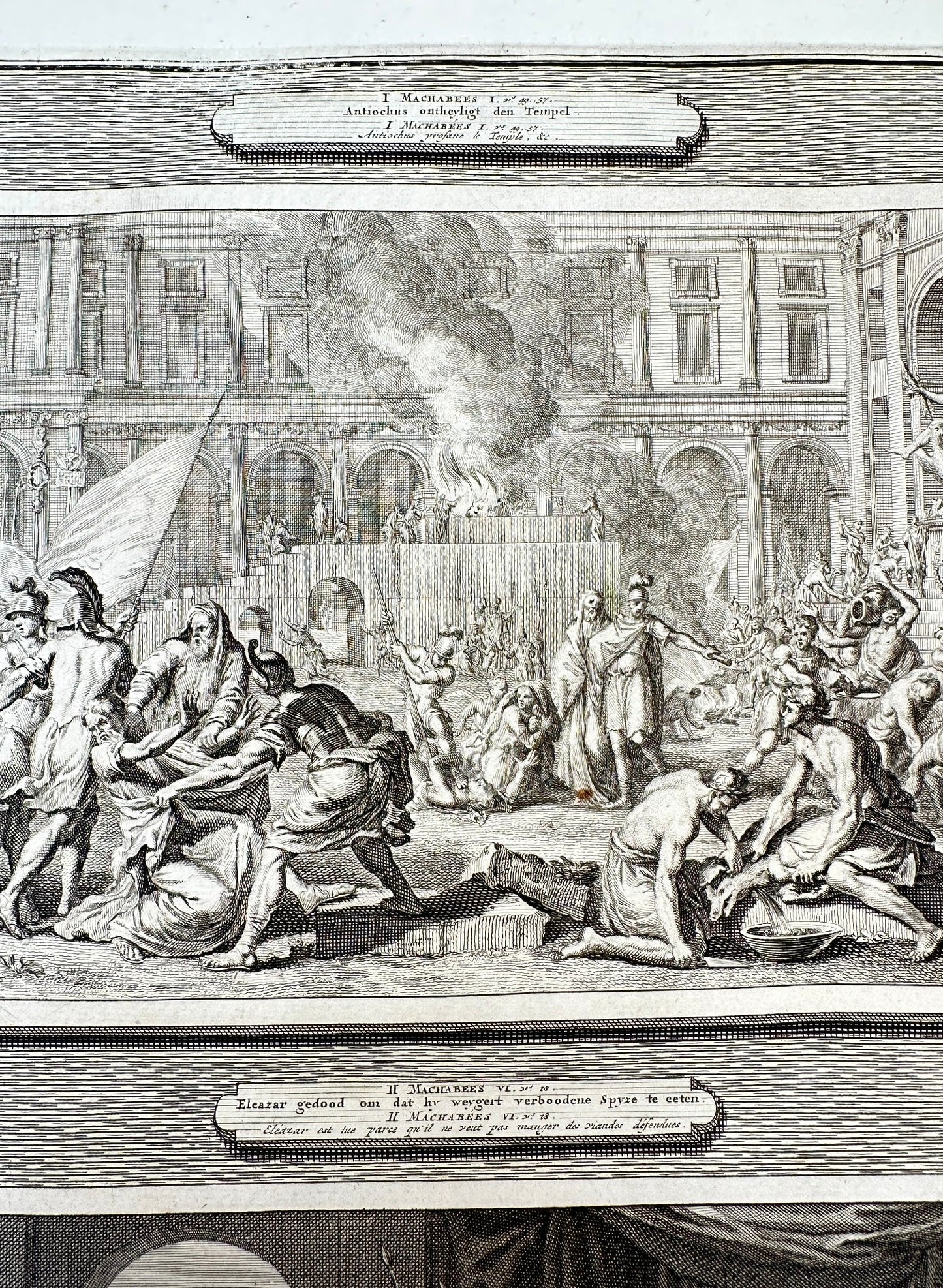 Antique Engraving - Pierre Mortier - Antiochus Desecrates the Temple - F5
