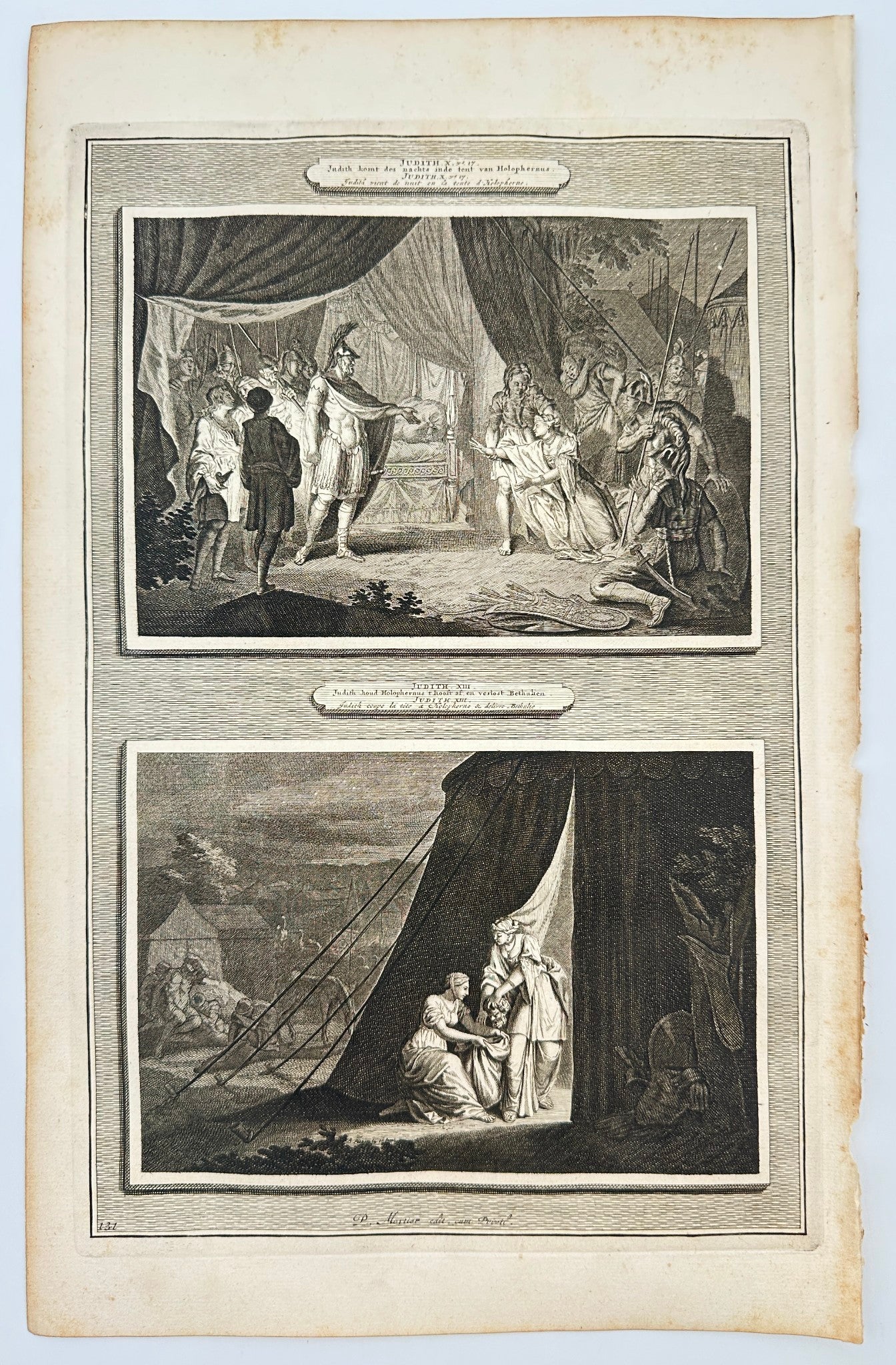 Antique Print - Mortier - Judith Enters the Tent of Holofernes at Night - F5