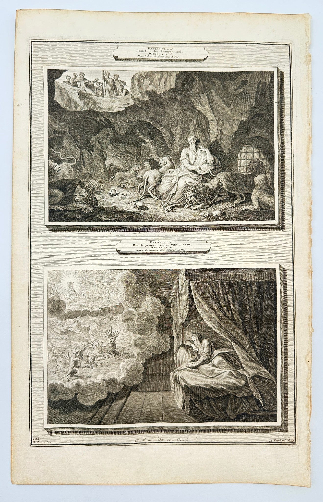 Antique Engraving - Pierre Mortier - Daniel in the Lions Den - Amsterdam - F5