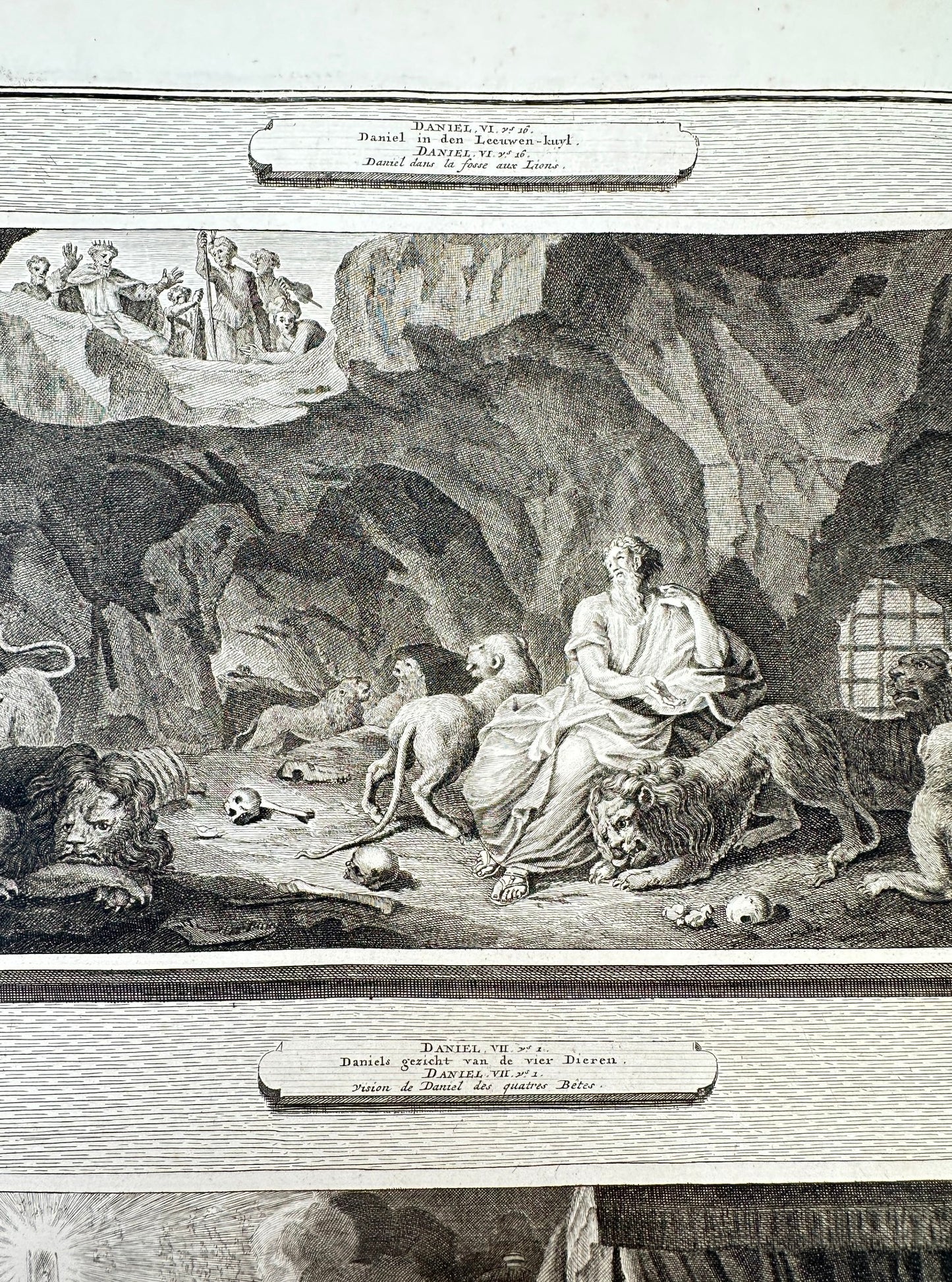 Antique Engraving - Pierre Mortier - Daniel in the Lions Den - Amsterdam - F5