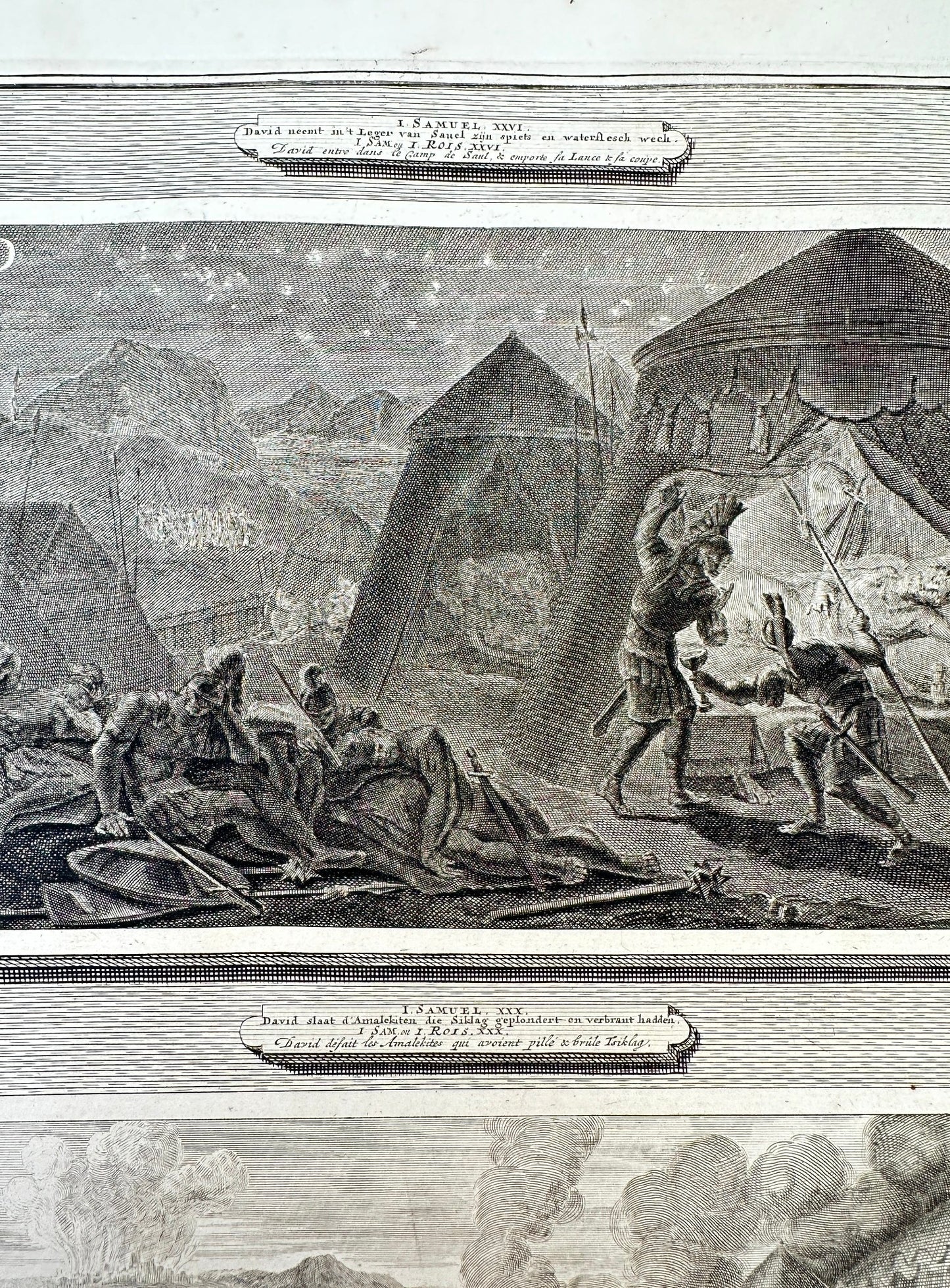 Antique Print - Pierre Mortier - David Defeats the Amalekites - Amsterdam - F5