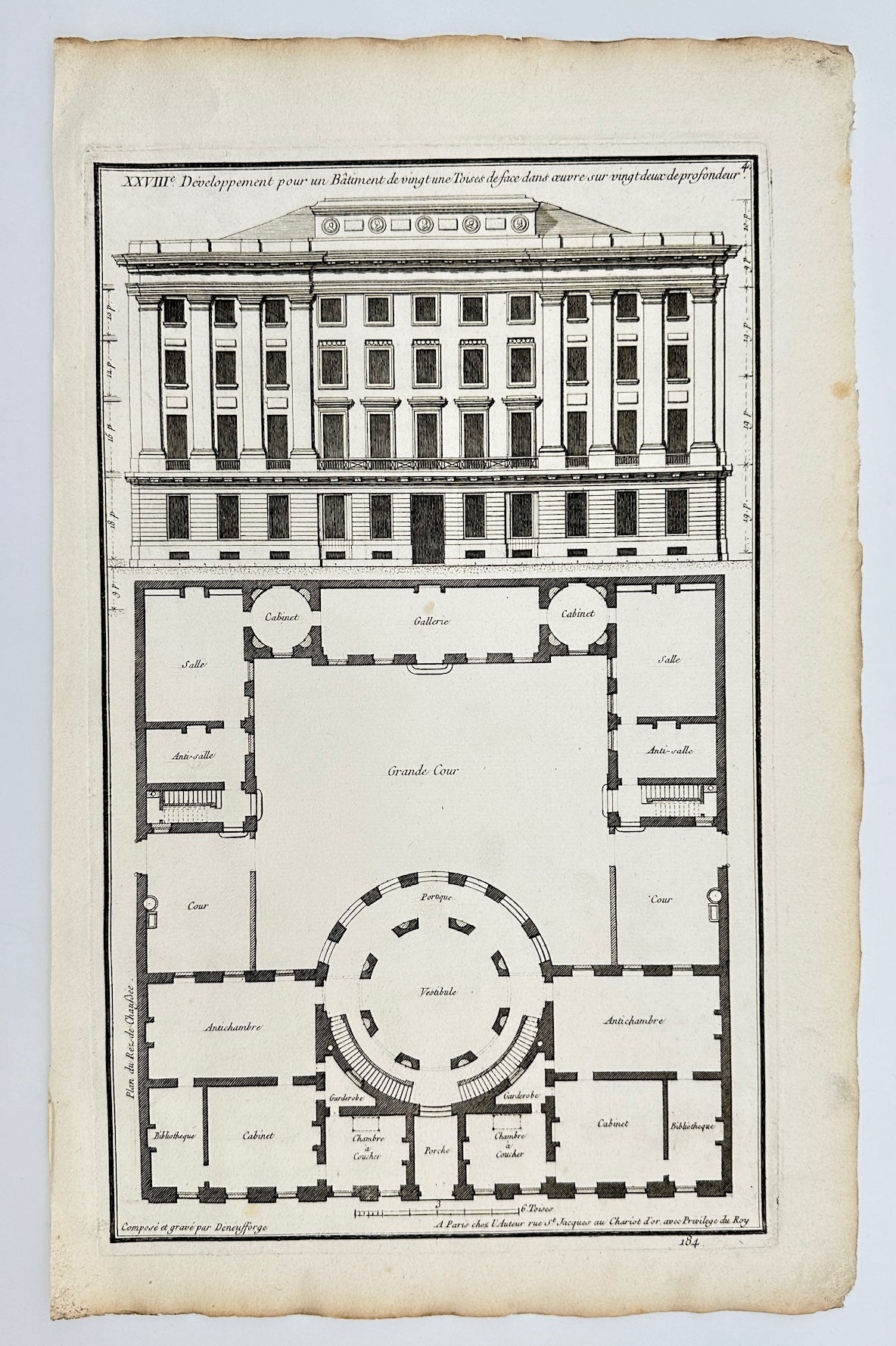 Antique Print - Jean-Francois de Neufforge - Development for a Building - F4