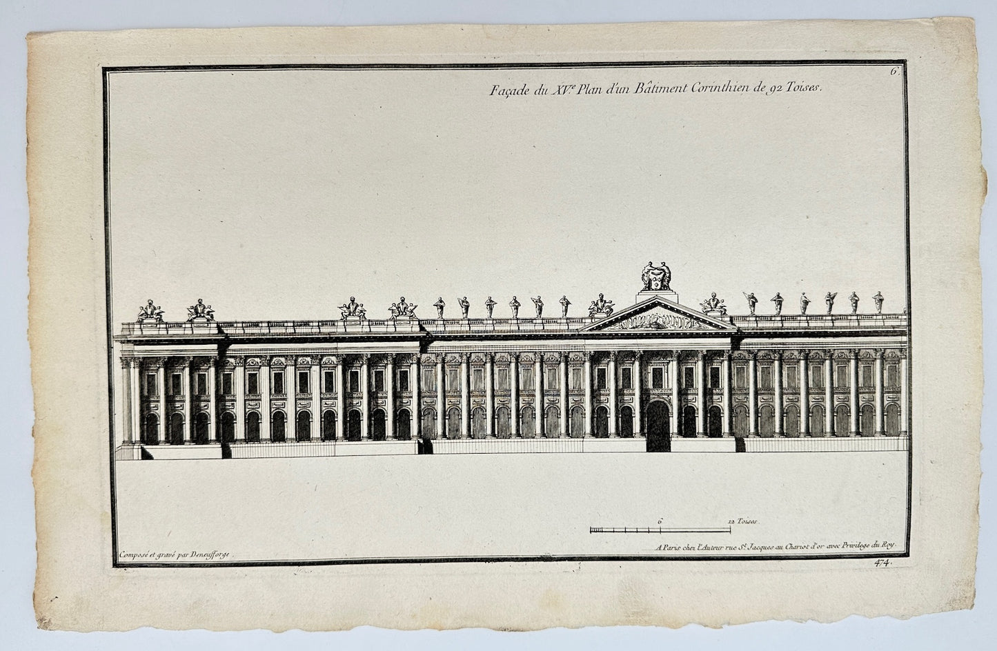 Antique Print - Jean-Francois de Neufforge - Plan of a Corinthian Building - F4