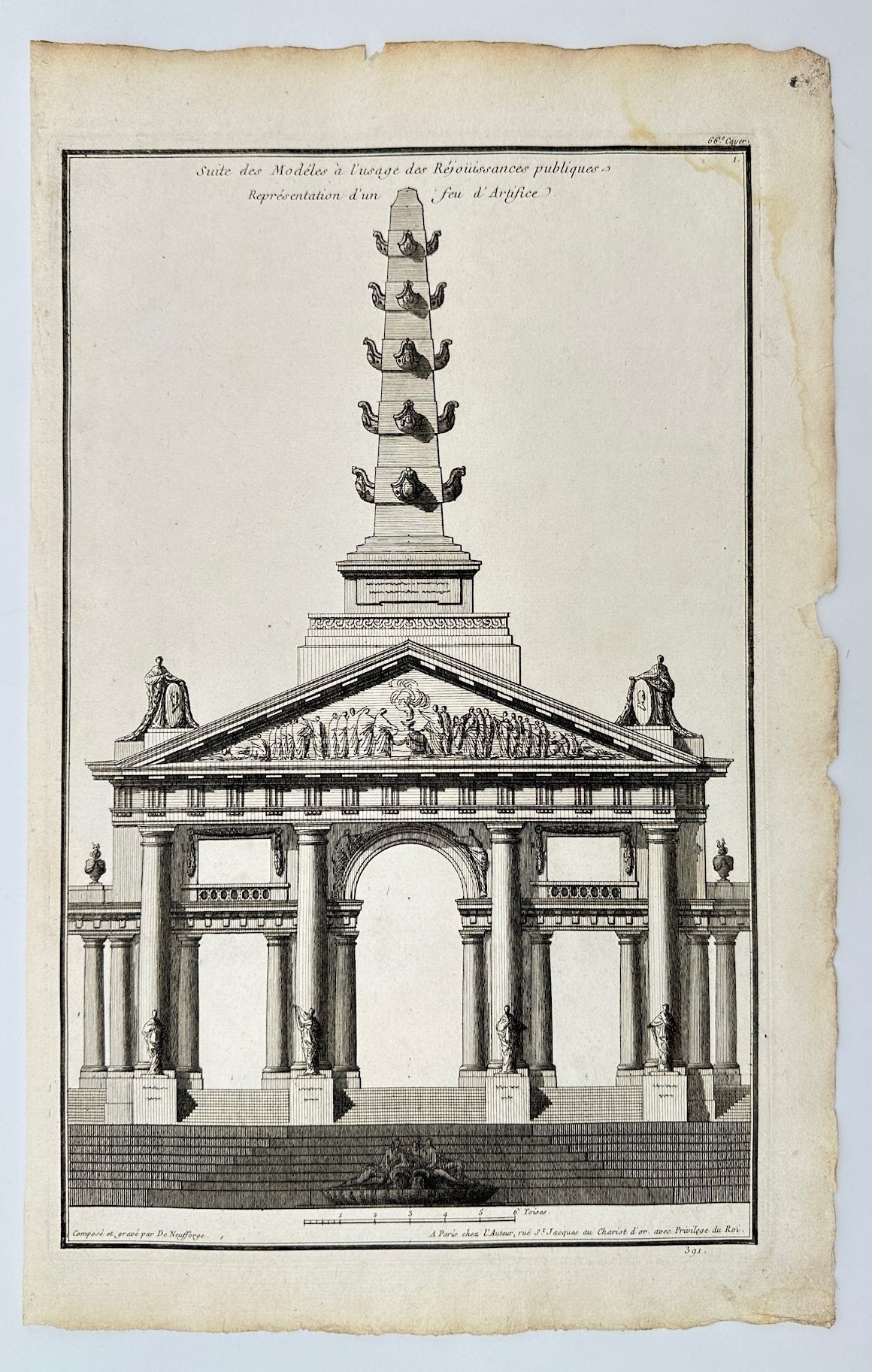 Antique Architectural Print - Jean-Francois de Neufforge - Plan Facade - F4