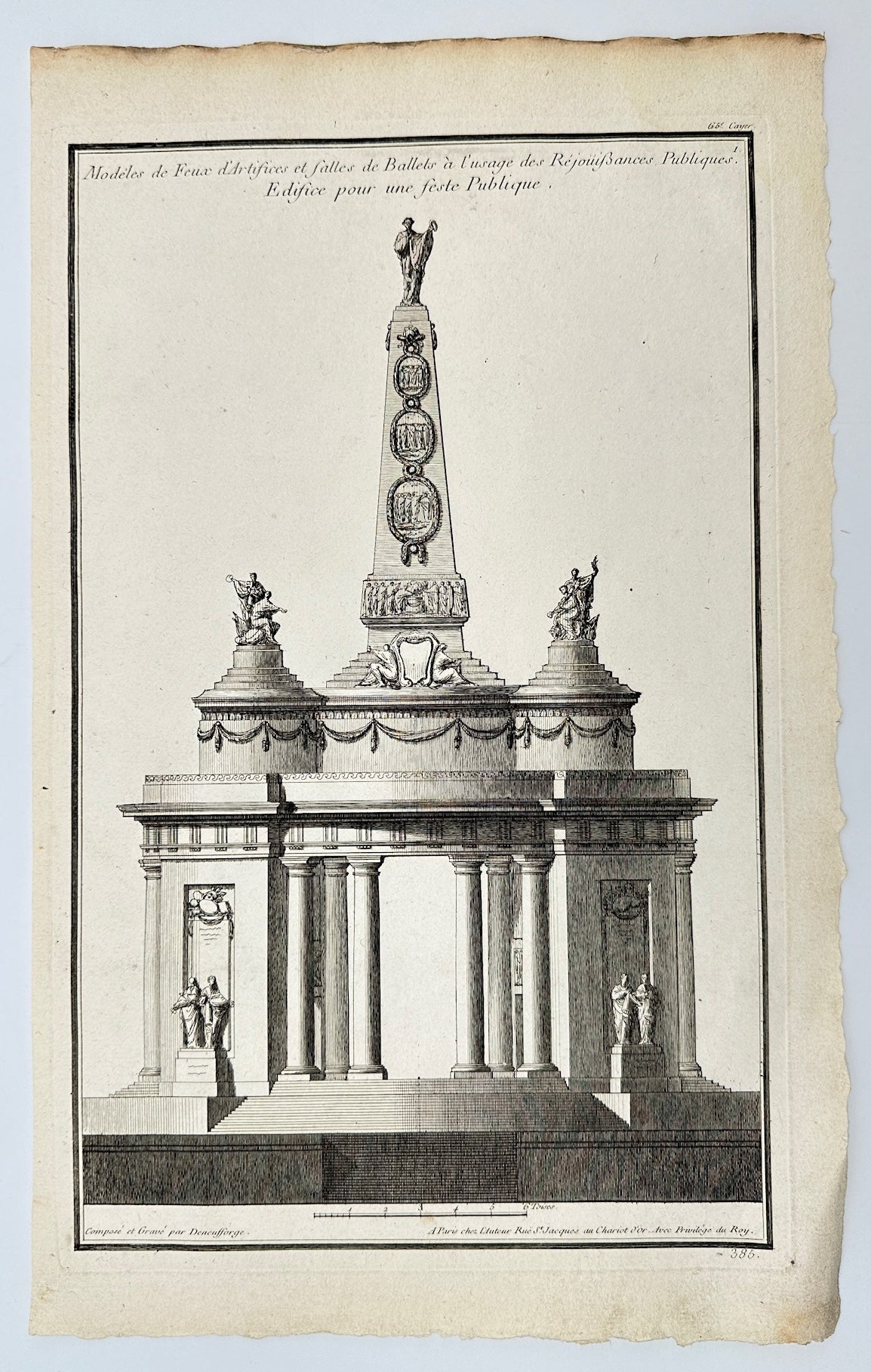 Antique Architectural Print - Building for a Public Festival - France - F4