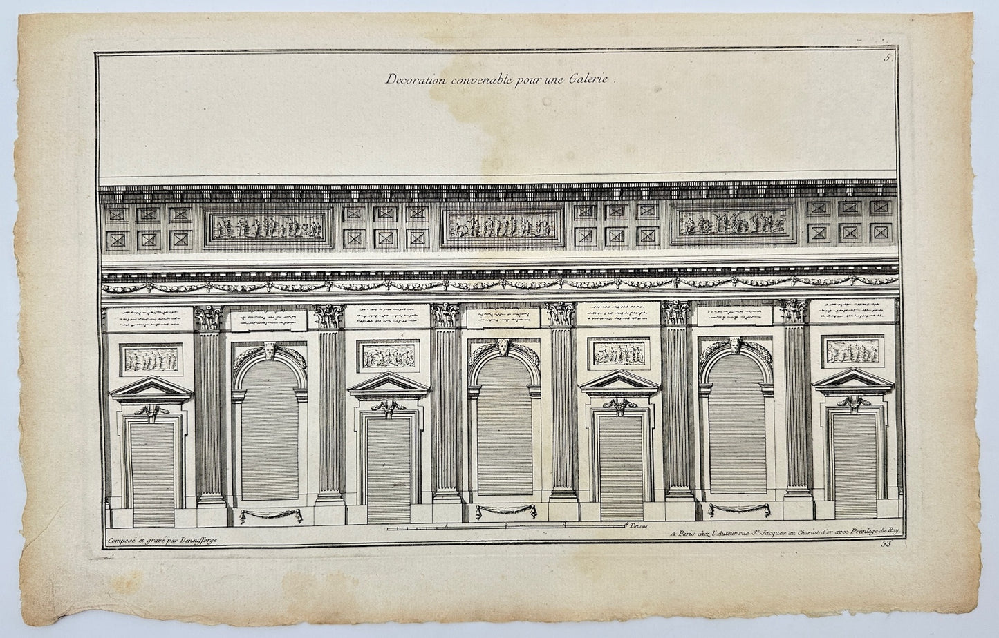 Antique Architectural Print - Appropriate Decoration for a Gallery - F4
