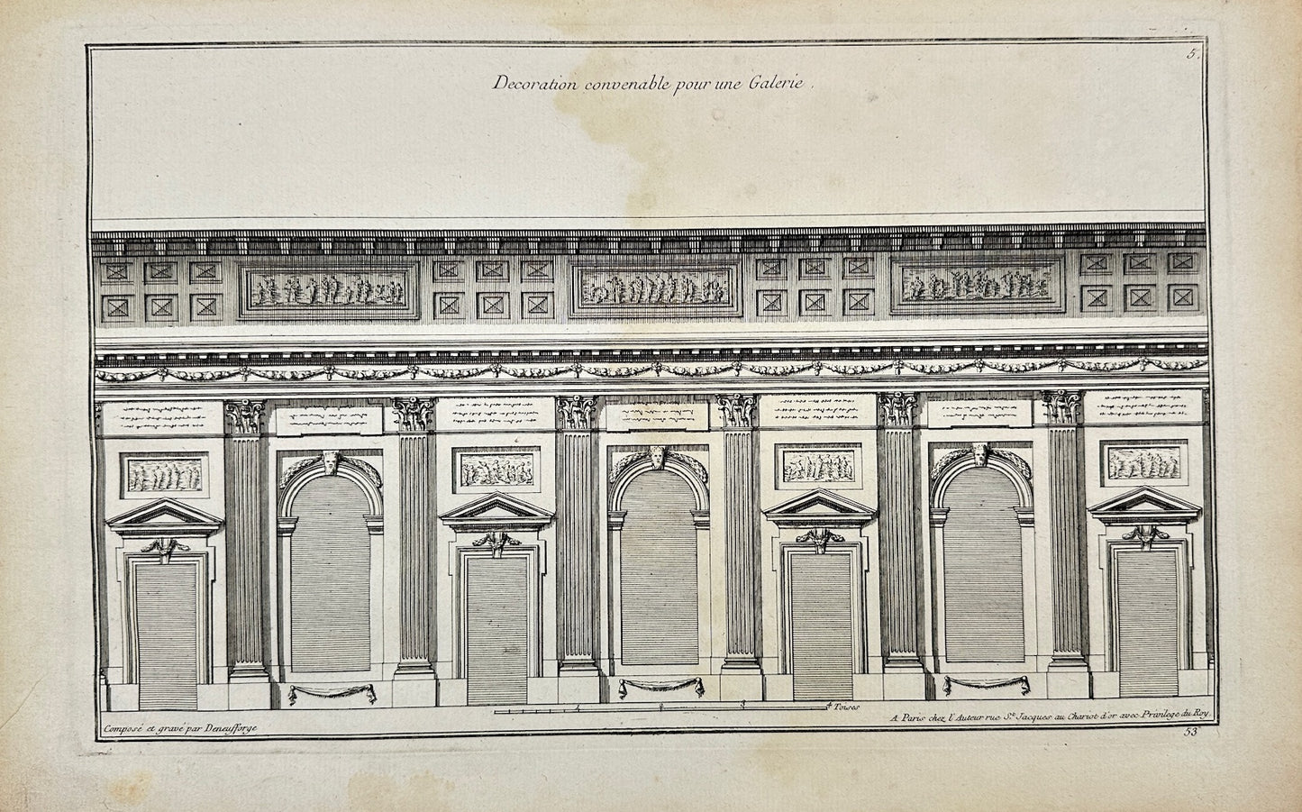 Antique Architectural Print - Appropriate Decoration for a Gallery - F4