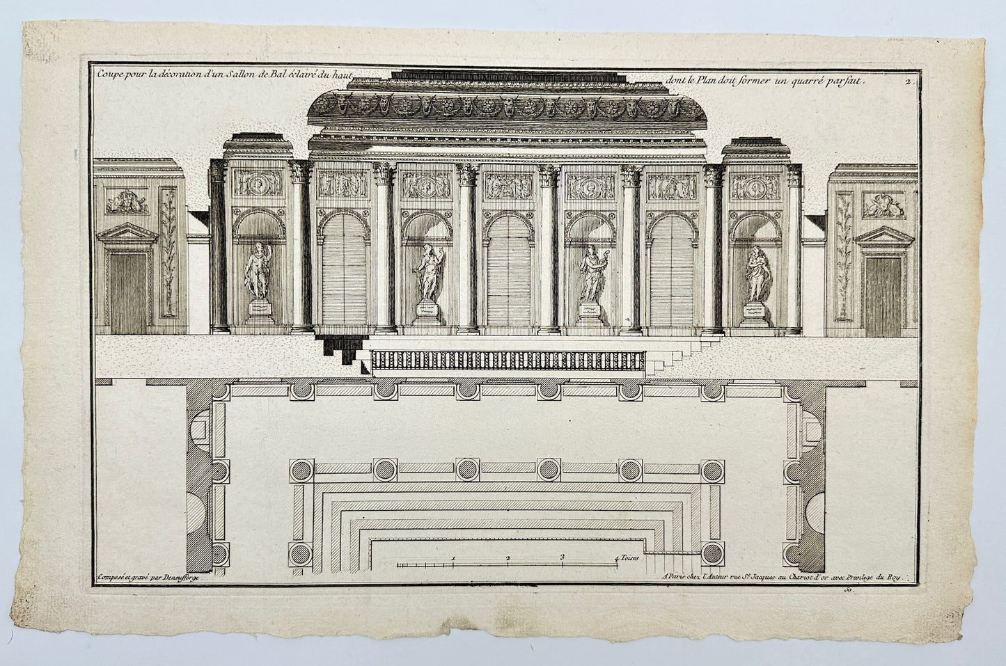 Antique Architectural Print - Jean-Francois de Neufforge - Ballroom Plan - F4