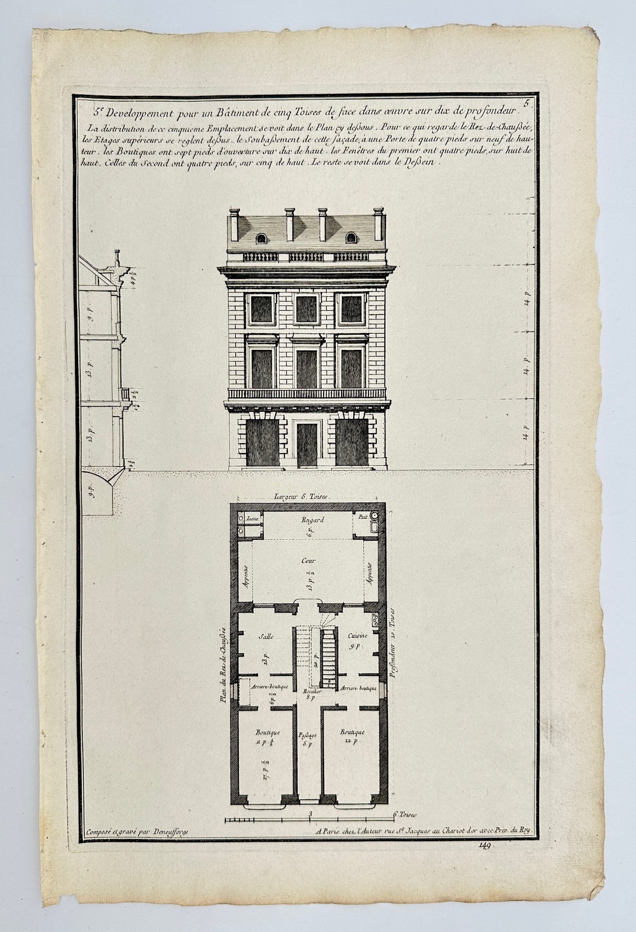 Antique Architectural Print - Neufforge - Demolition of the Building - F4