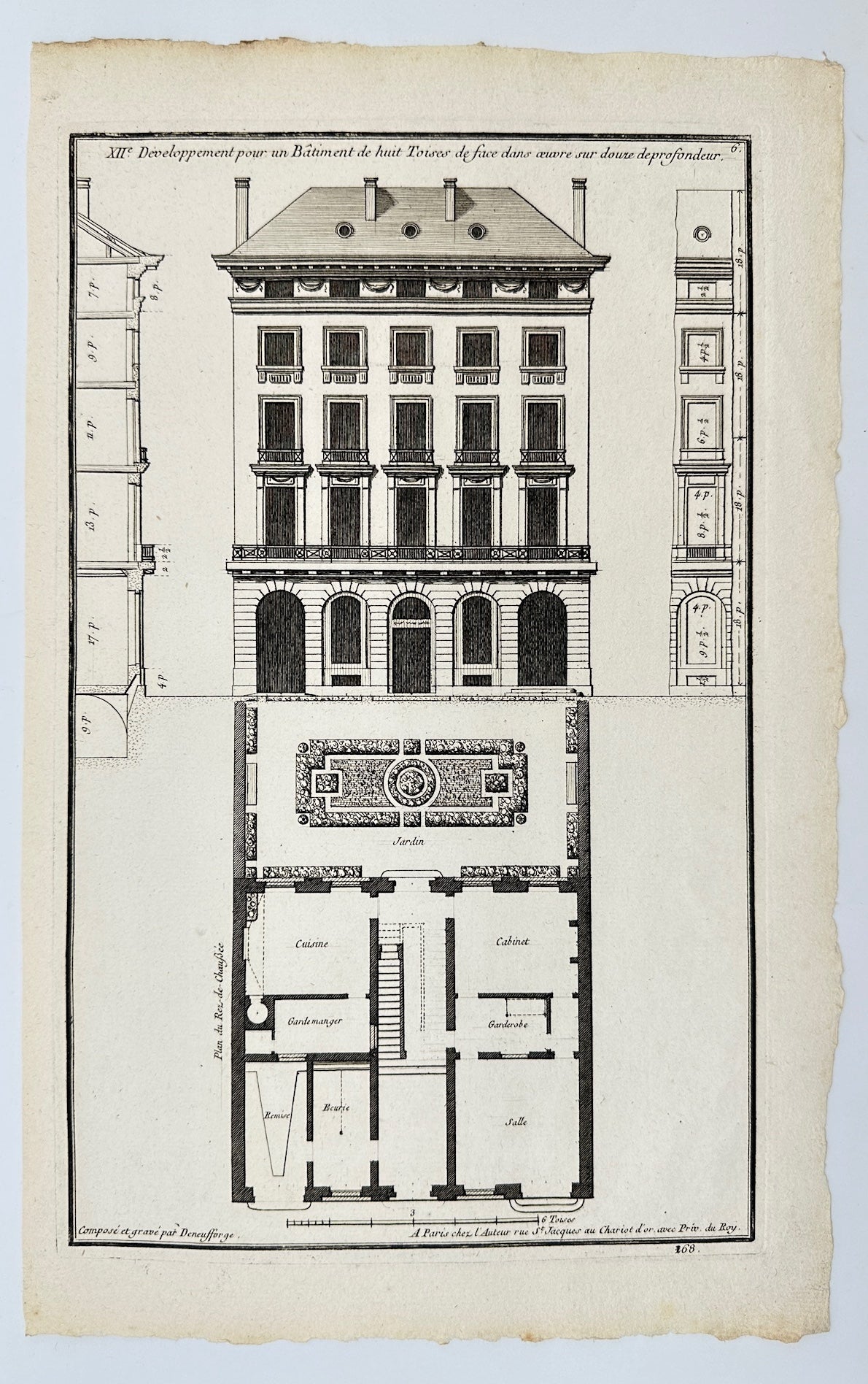 Antique Architectural Print - Development of a Building of Eight Torres - F4