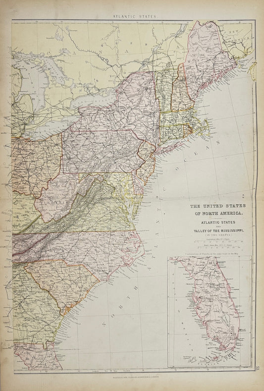 Antique Map - Walter Graham Blackie - Map of United States of North America - G3
