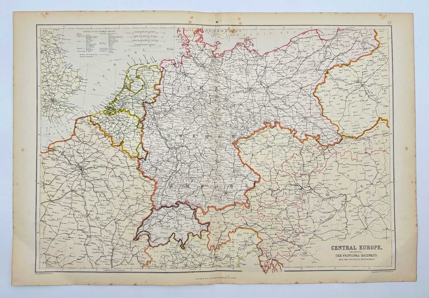 Antique Map - Walter Graham Blackie - Central Europe - The German Empire - G3