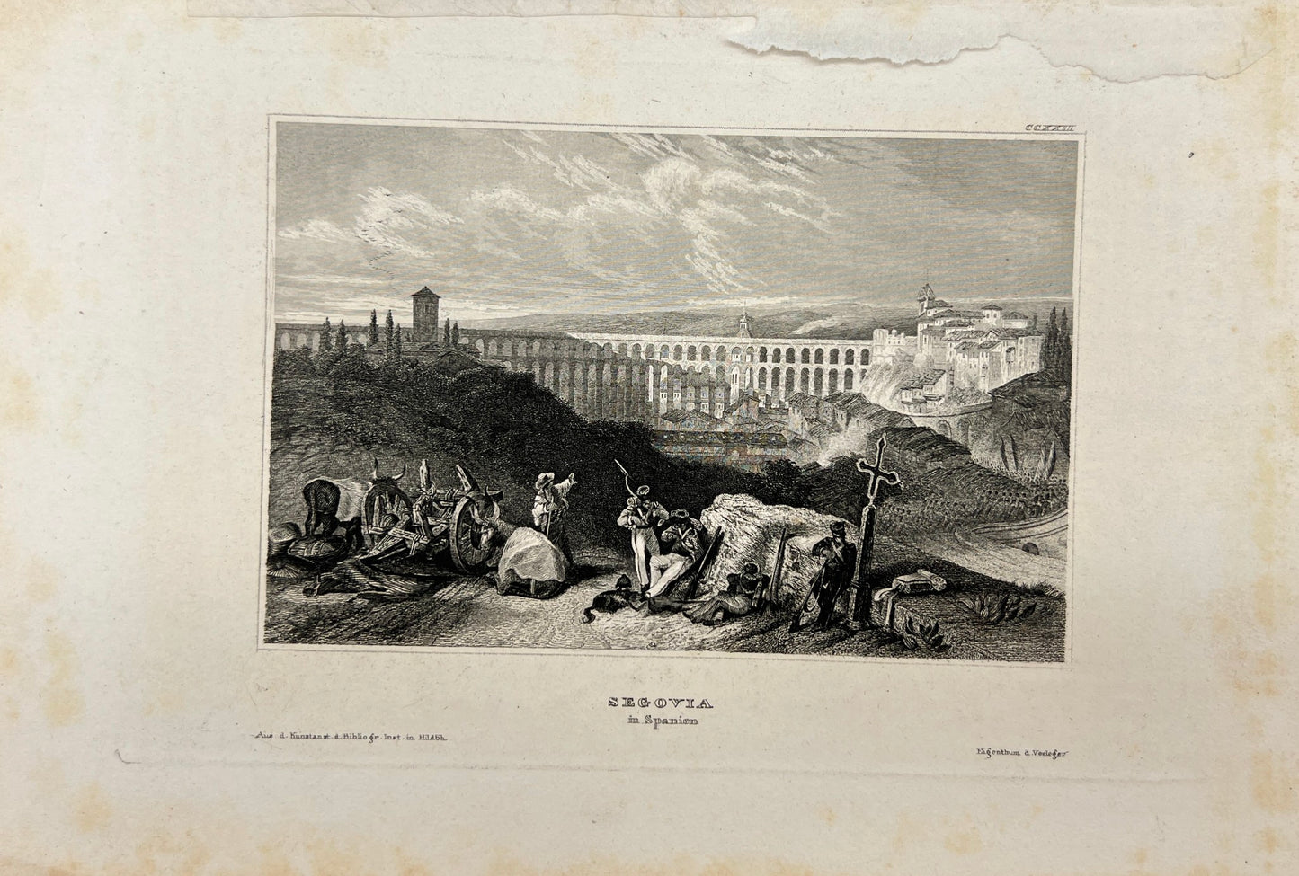 Original Antique Engraving - Karl Reiss - Segovia in Spain - Germany - E5