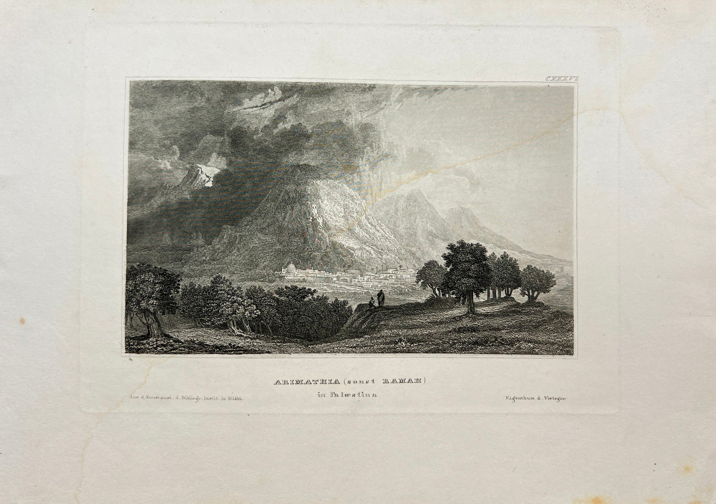 Antique Engraving - Karl Reiss - Arimathea (otherwise Ramah) in Palestine - E5