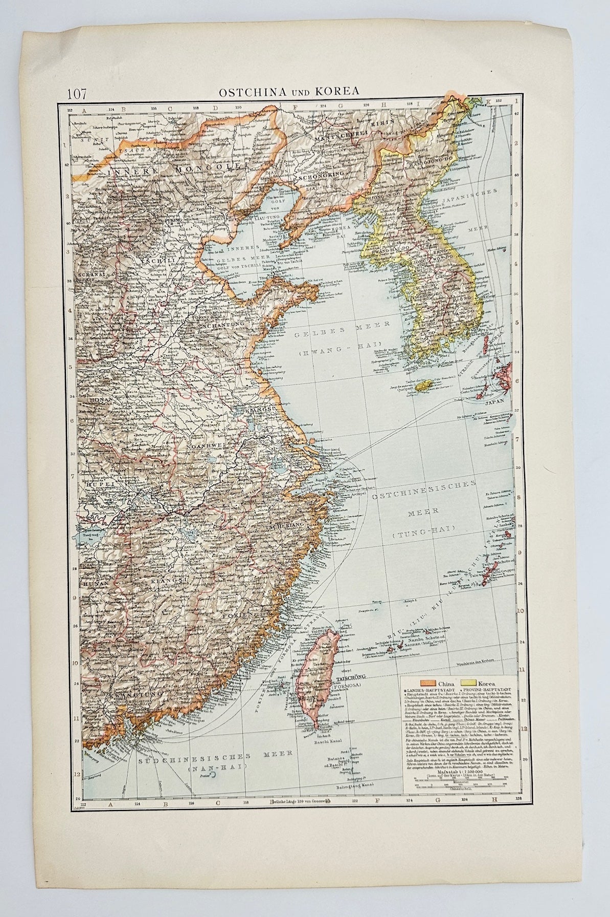 Original Antique Map - The Times Atlas - Eastern China and Korea - G3