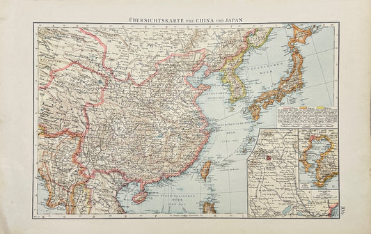Original Antique Map - The Times Atlas - Overview map of China and Japan - G3