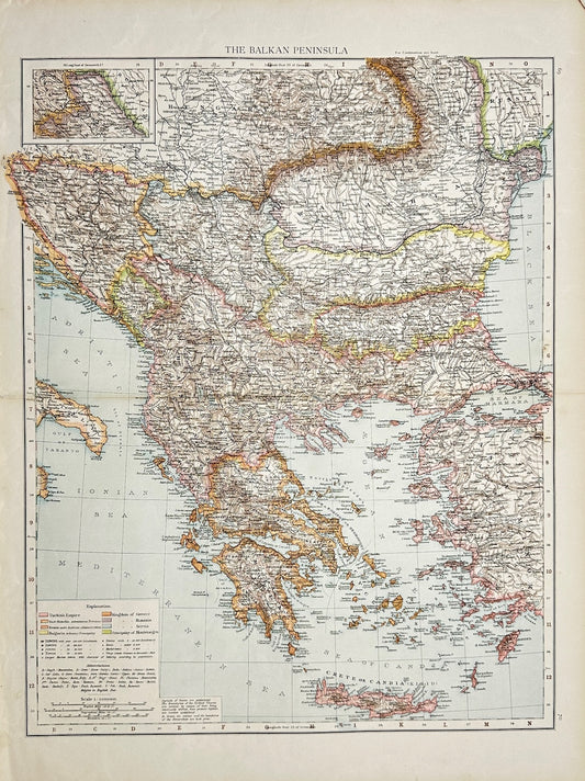 Original Antique Map - Richard Andree - The Balkan Peninsula - Ionian Sea - G3