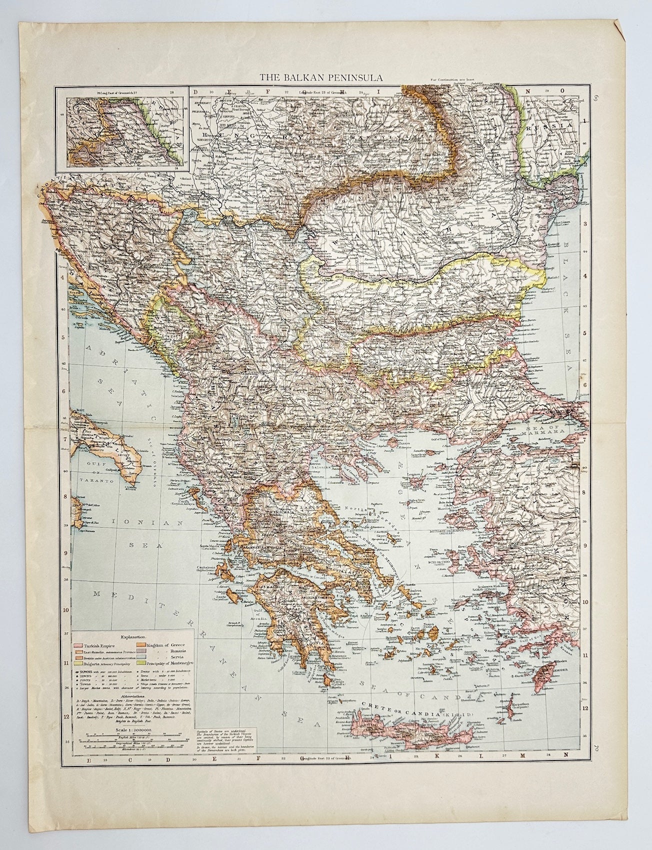 Original Antique Map - Richard Andree - The Balkan Peninsula - Ionian Sea - G3