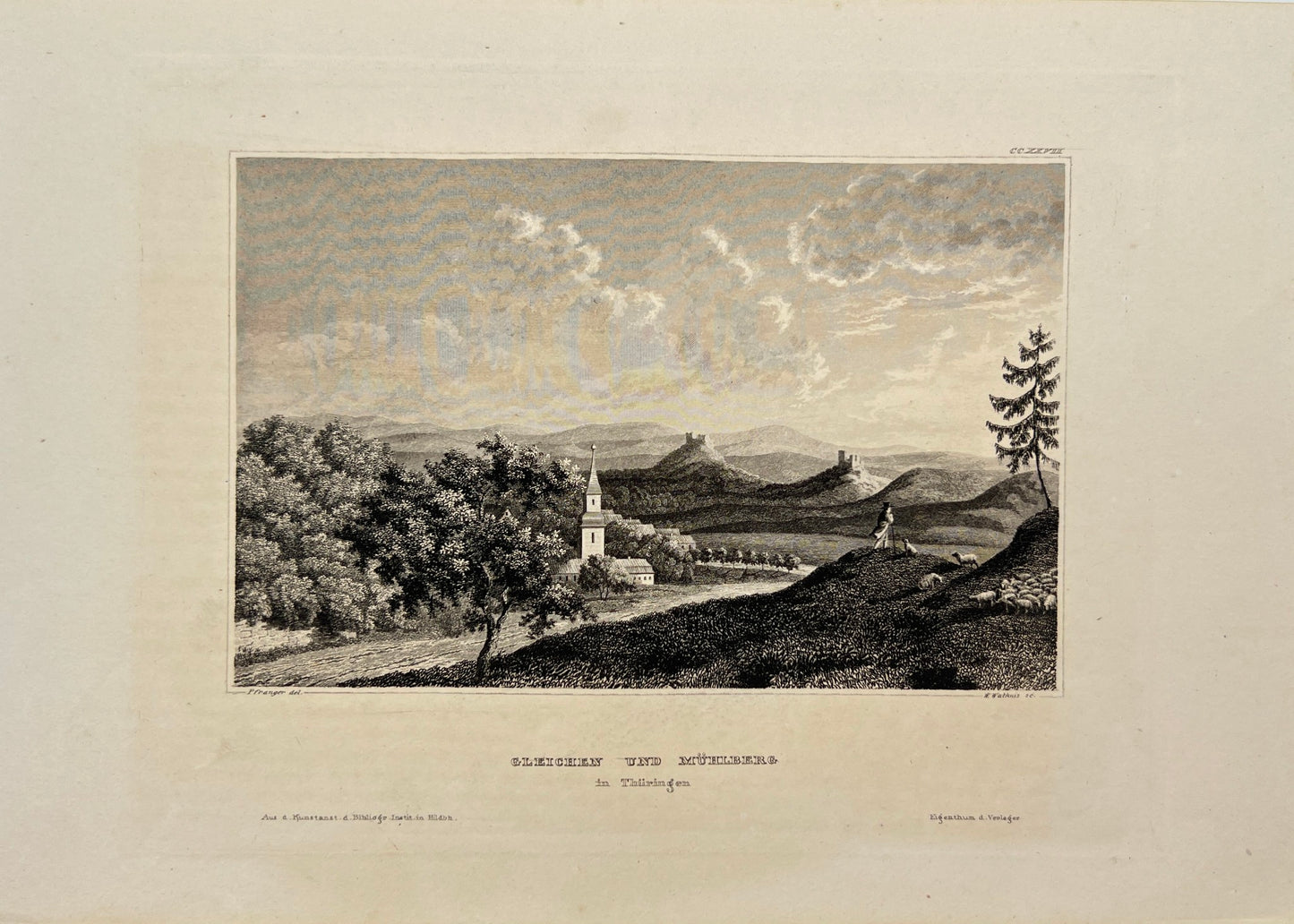 Antique Engraving - Karl Reiss - Gleichen and Muhlberg in Thiiringen - E5