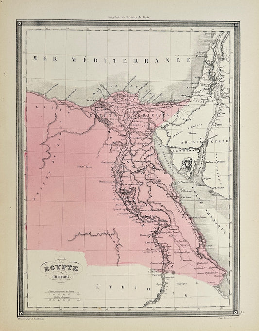 Original Antique Map - Felix Delamarche - Egypt Ancient - Mediterranean Sea - G3