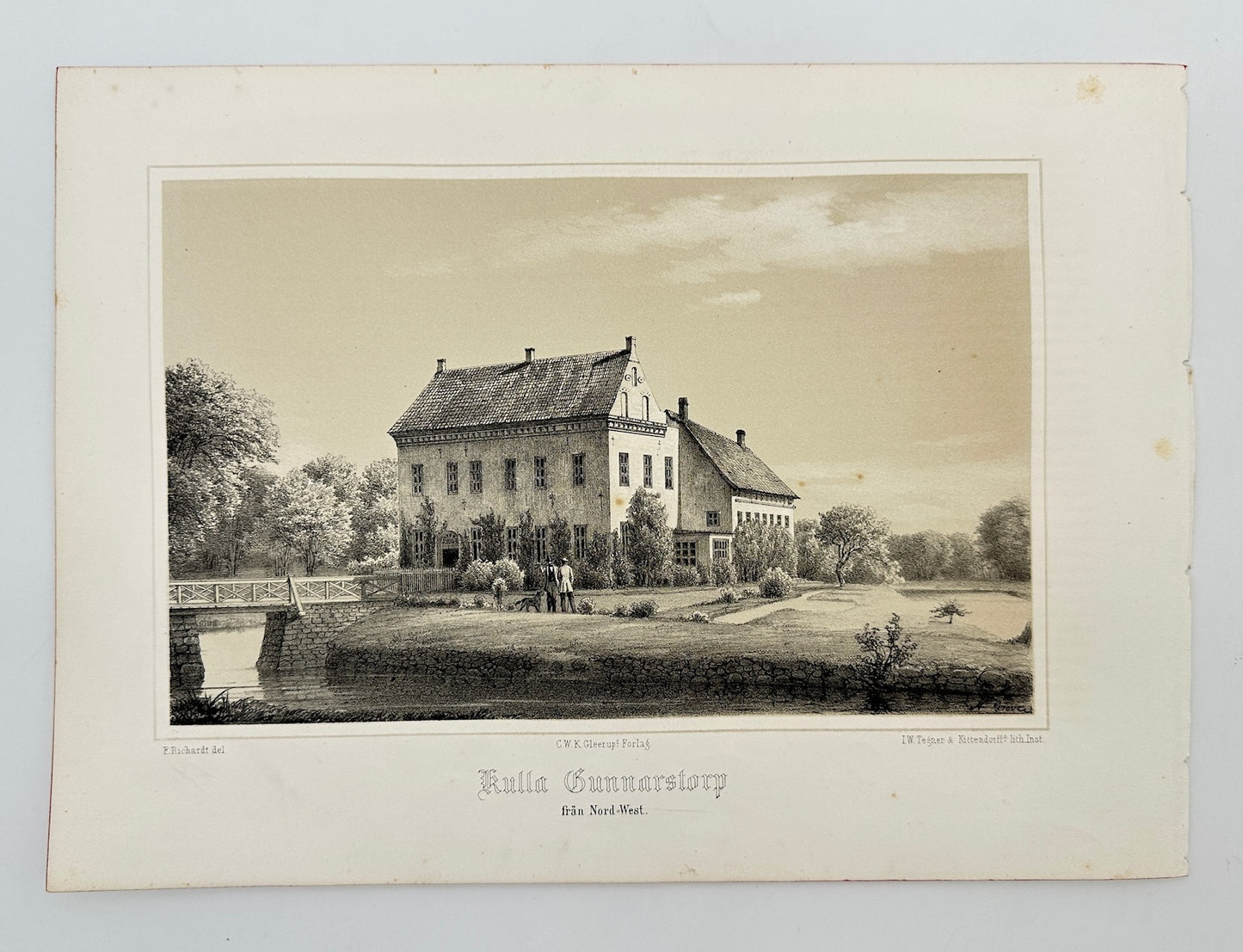 Antique Print - Ferdinand Richardt - Kulla Gunnarstorp from Nord-West - F3