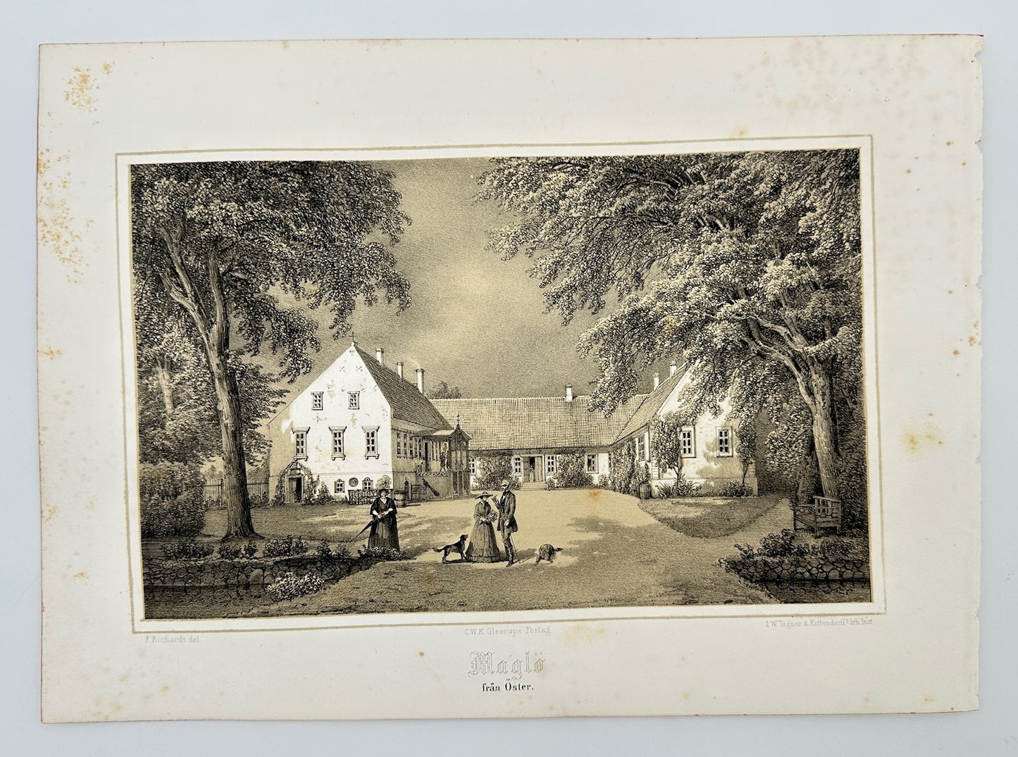 Original Antique Print - Ferdinand Richardt - Maglo from Oster - Sweden - F3
