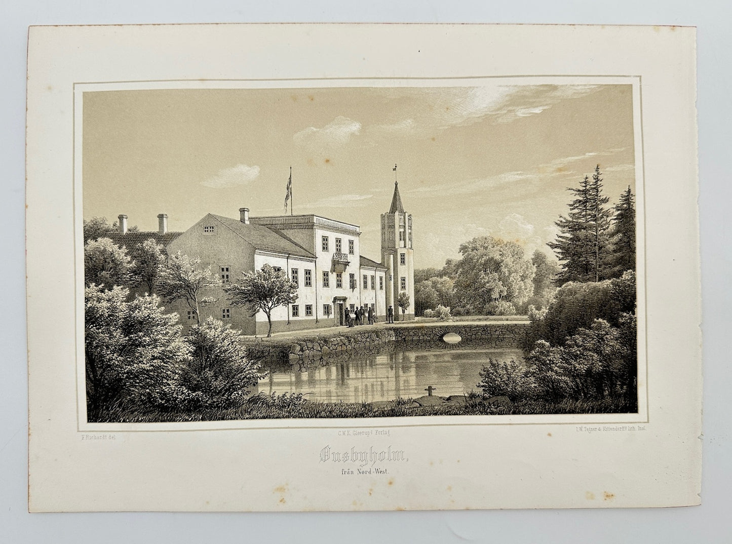 Antique Print - Ferdinand Richardt - Ousbyholm, From the North-West - F3