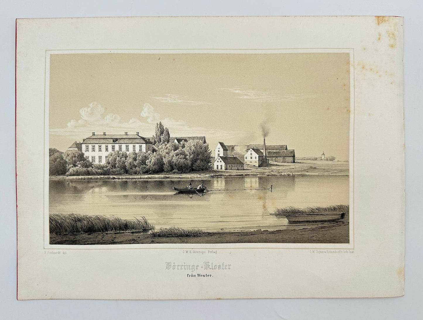 Original Antique Print - Ferdinand Richardt - Börringe-Kloster from Wester - F3