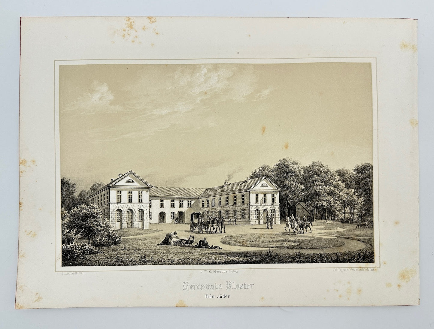 Antique Print - Richardt Ferdinand - Herrewab's Monastery From the South - F3