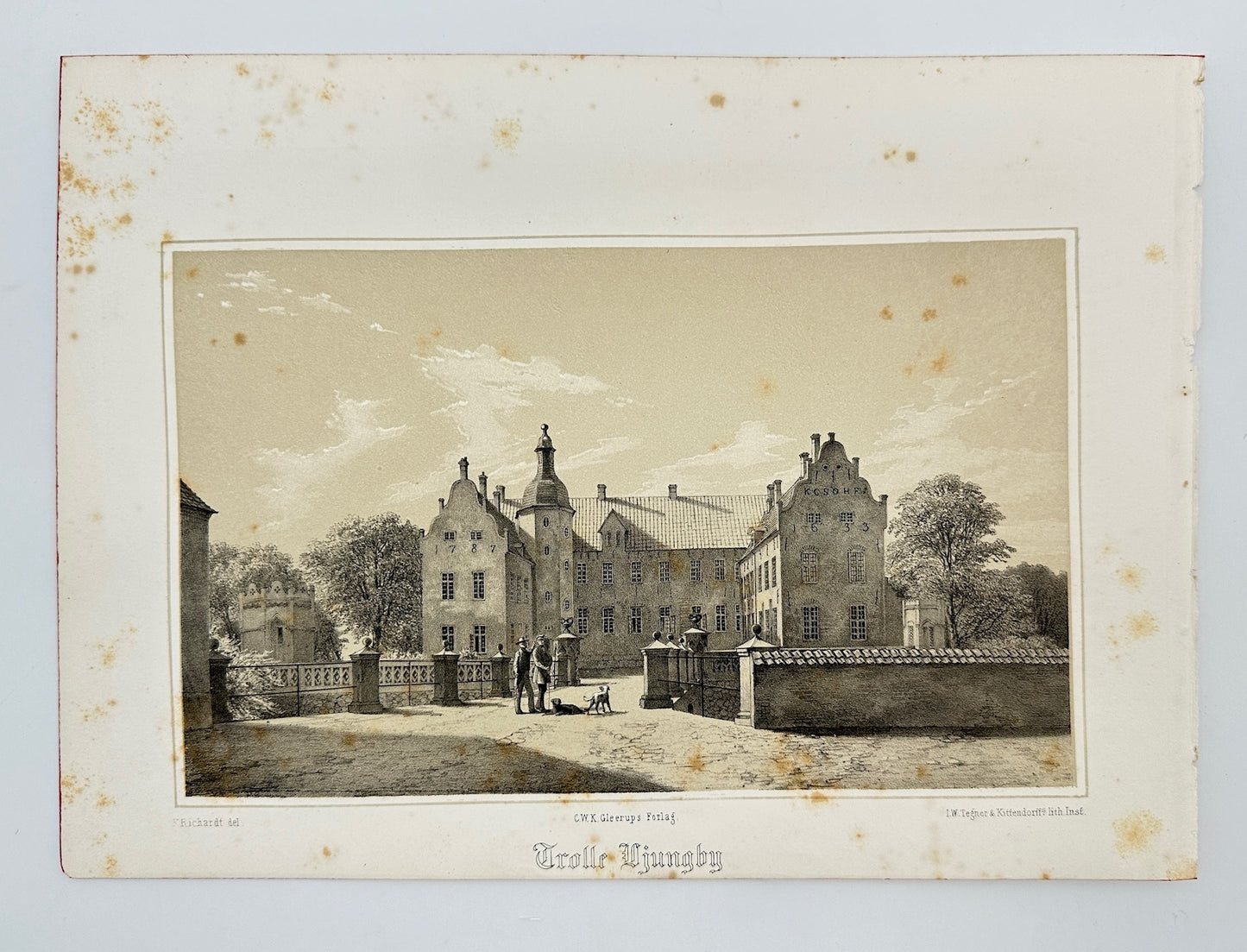 Antique Print - Richardt Ferdinand - View of Trolle Ljungby - Sweden - F3