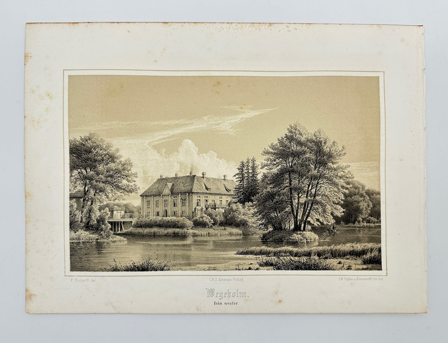 Antique Print - Richardt Ferdinand - Wegeholm. From the West - Sweden - F3