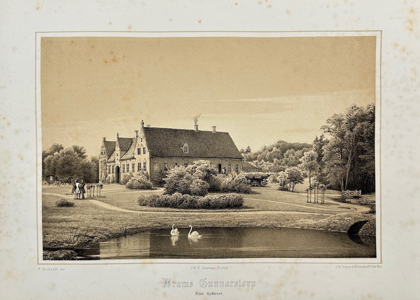 Original Antique Print - Richardt Ferdinand - Wrams-Gunnarstorp - Sweden - F3