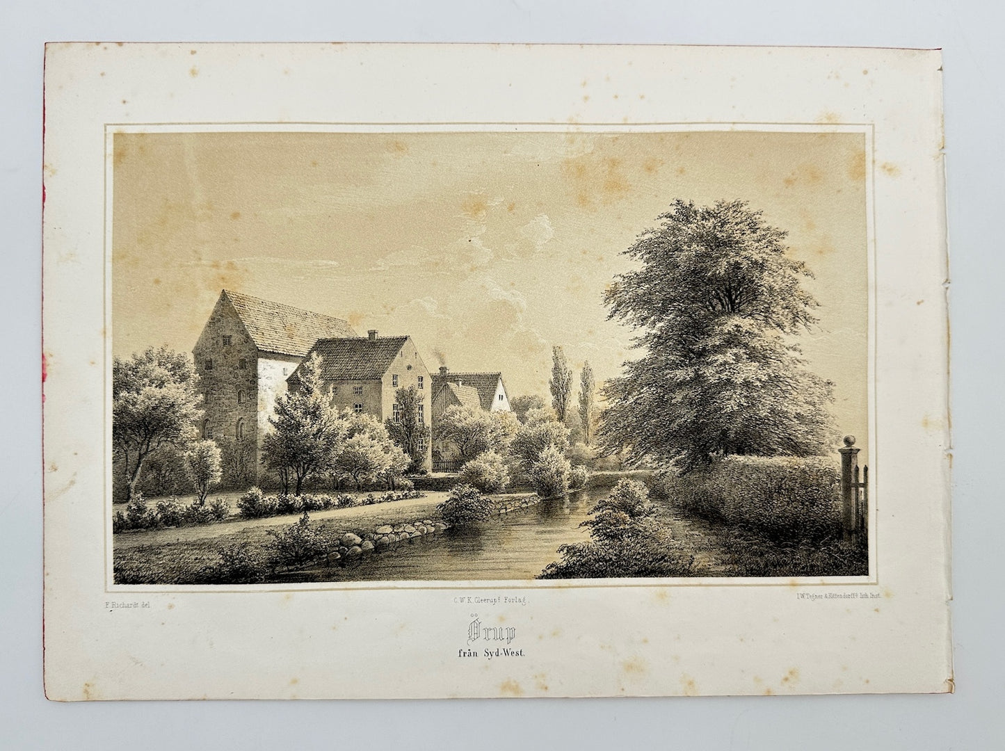 Original Antique Print - Richardt Ferdinand - Orup from South-West - F3
