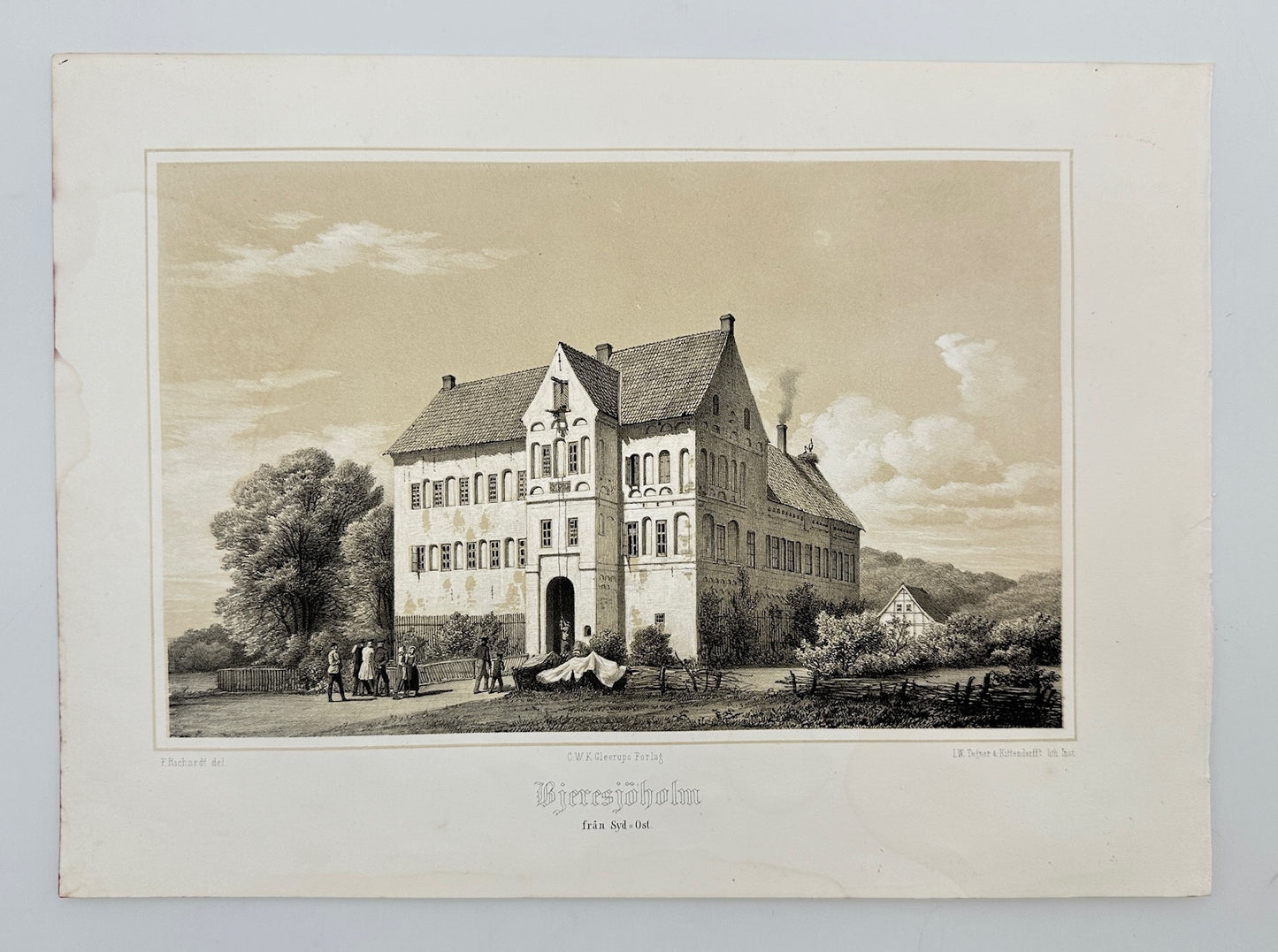 Original Antique Print - Richardt Ferdinand - Bjärsjöholm from South-East - F3