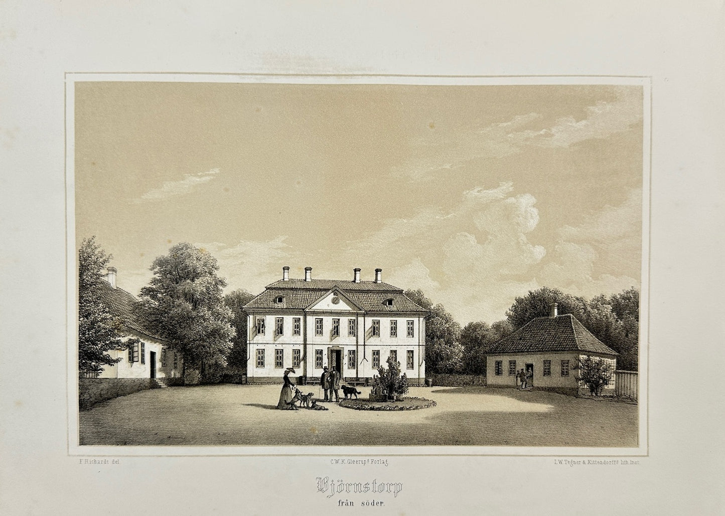 Original Antique Print - Richardt Ferdinand - Björnstorp From the South - F3
