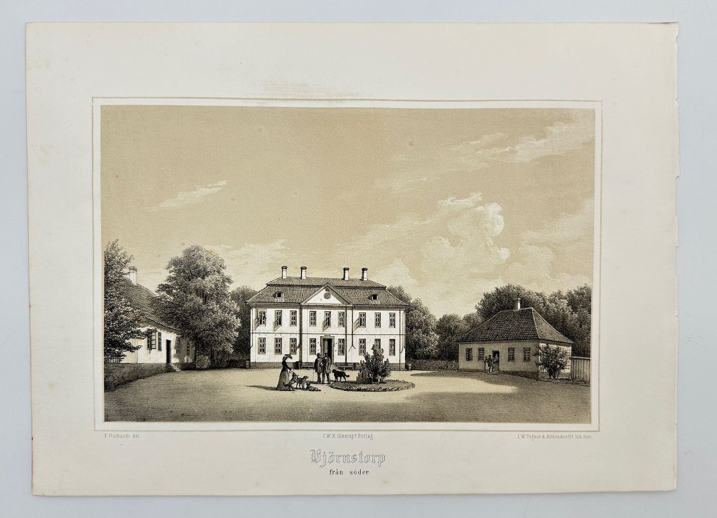 Original Antique Print - Richardt Ferdinand - Björnstorp From the South - F3