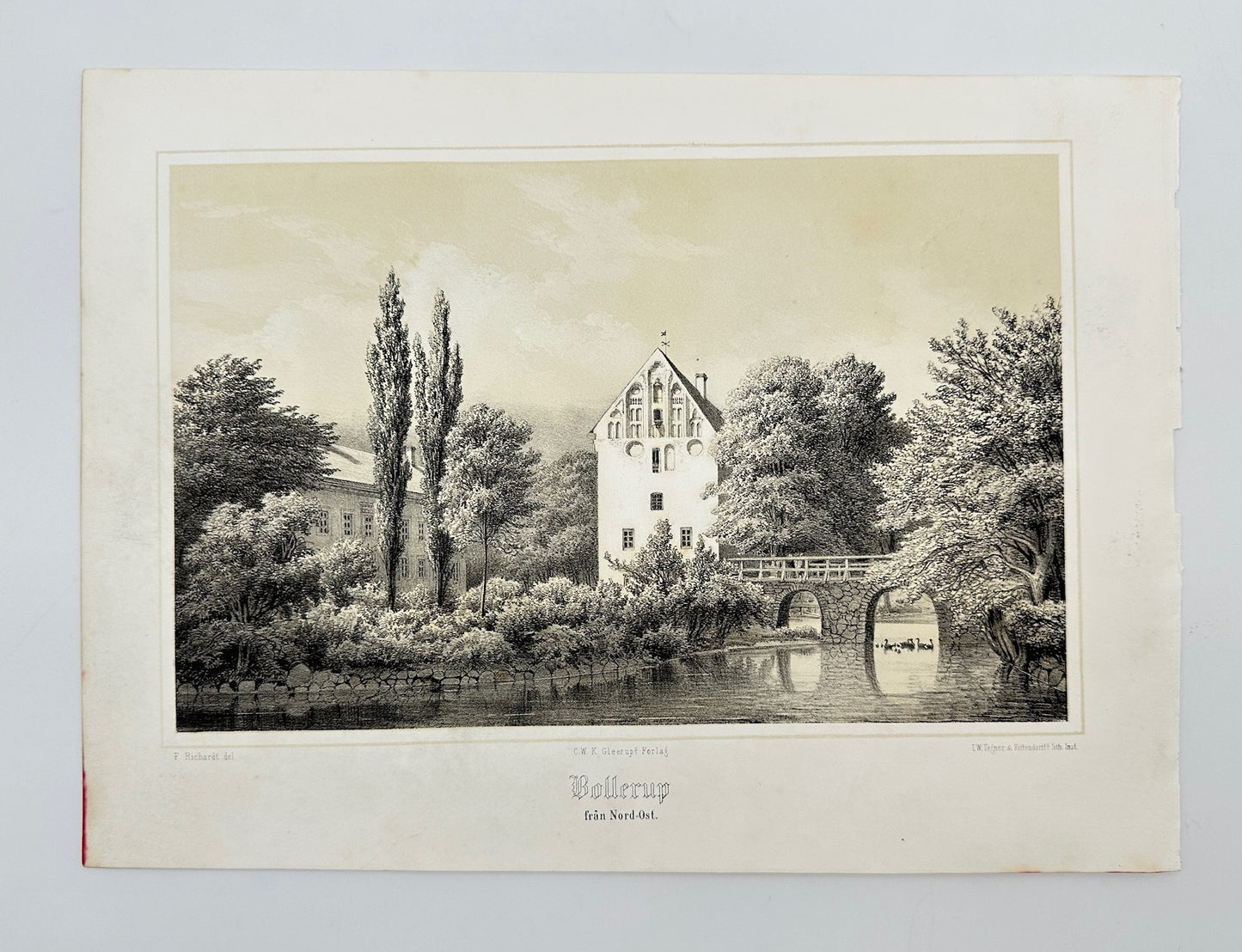 Original Antique Print - Richardt Ferdinand - Bollerup from the North-East - F3