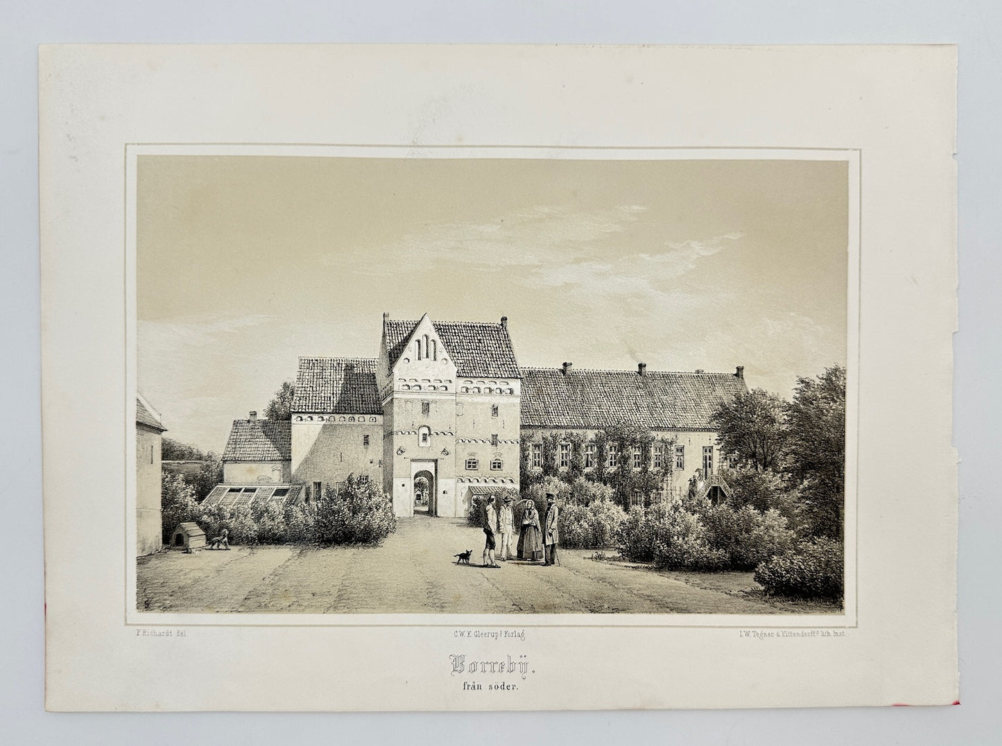 Original Antique Print - Richardt Ferdinand - Borrebii From the South - F3