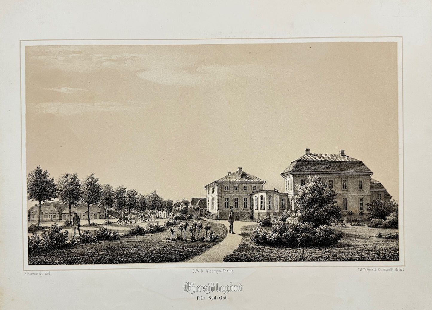 Original Antique Print - Richardt Ferdinand - Bjrrsjölagård from South-East - F3