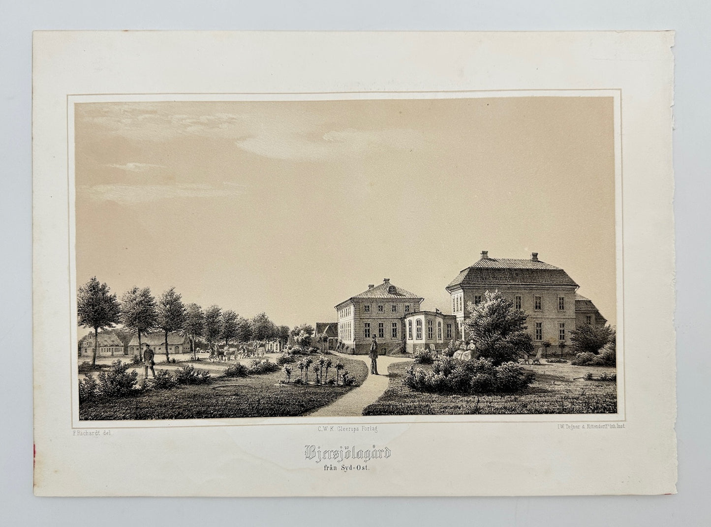 Original Antique Print - Richardt Ferdinand - Bjrrsjölagård from South-East - F3