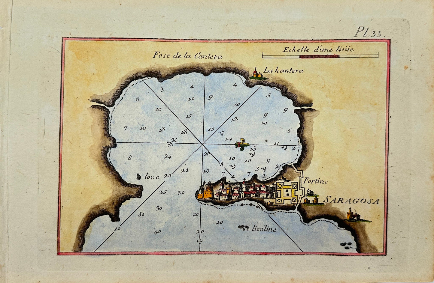 Antique Map - Joseph Roux - Harbour Plan - Port of Syracuse / Saragosa - F5