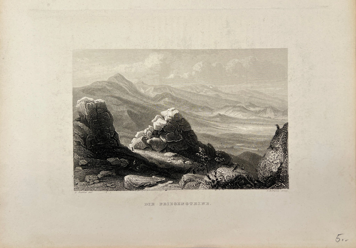 Antique Engraving - Carl Joseph Meyer - The Frisian Stones in Germany - E5