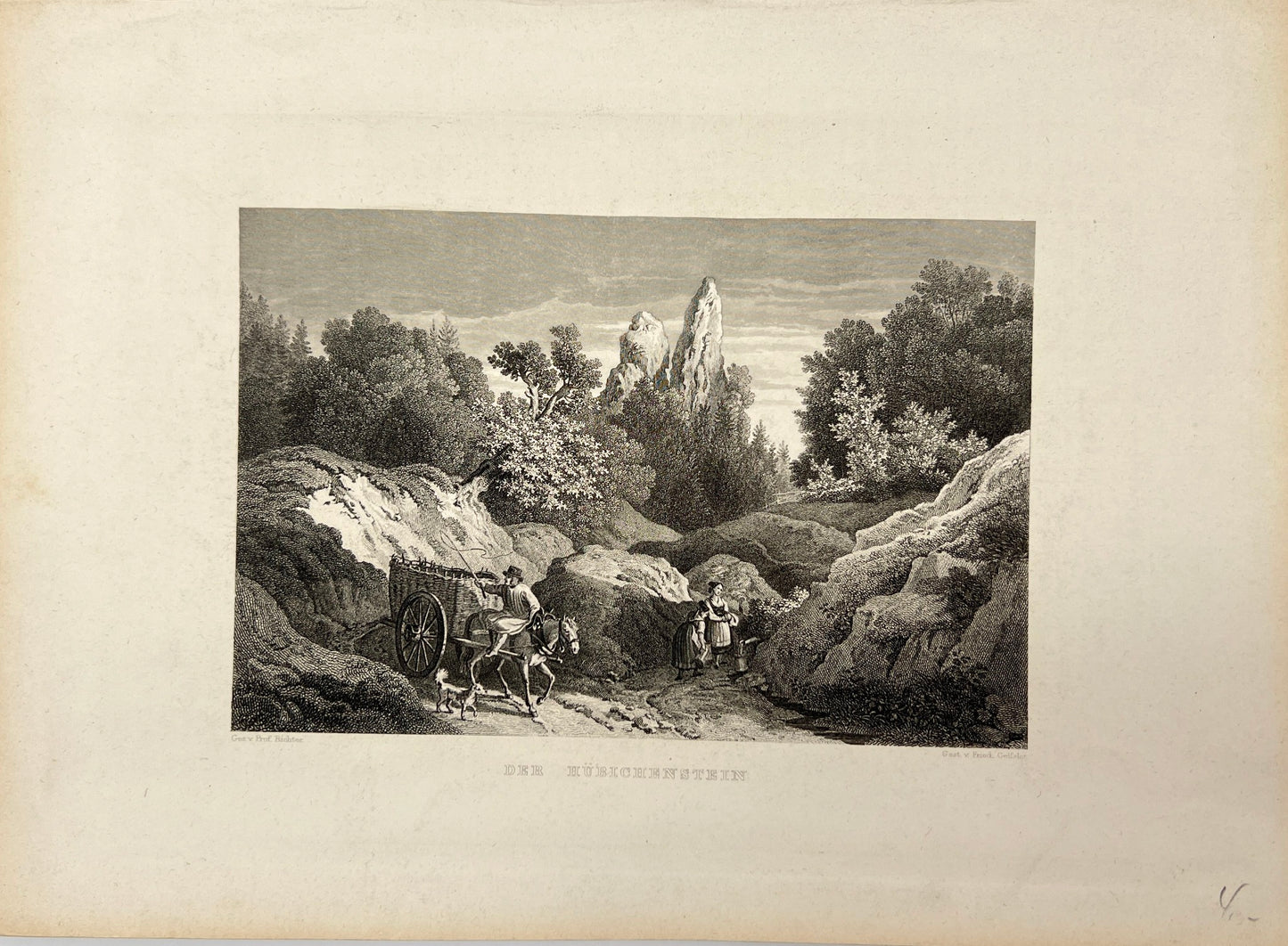 Antique Engraving - Carl Joseph Meyer - The Hubichenstein in Germany - E5