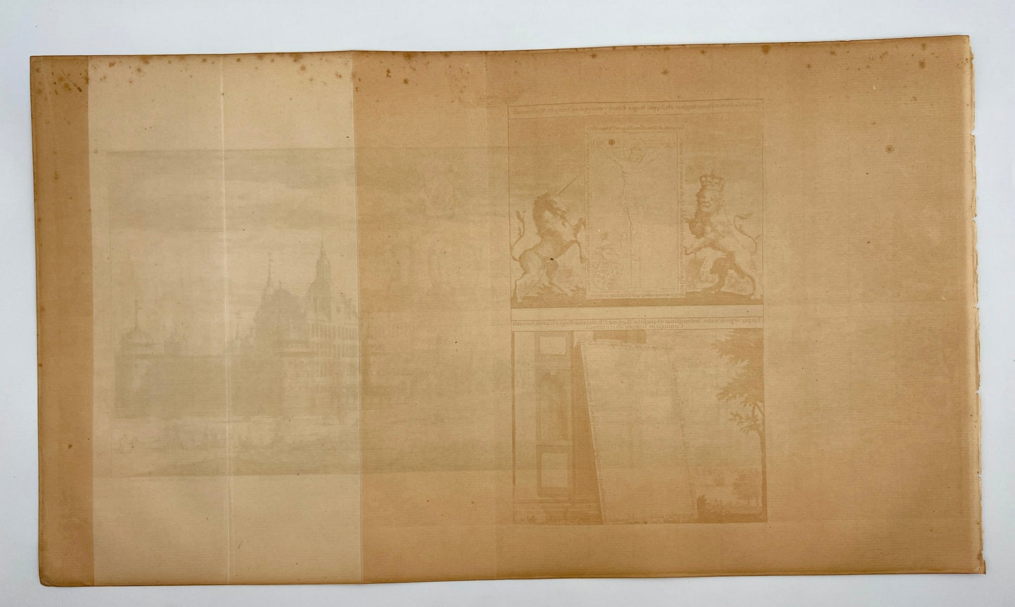 Original Antique Print - Erik Dahlberg - View of Vadstena Castle in Sweden - E1