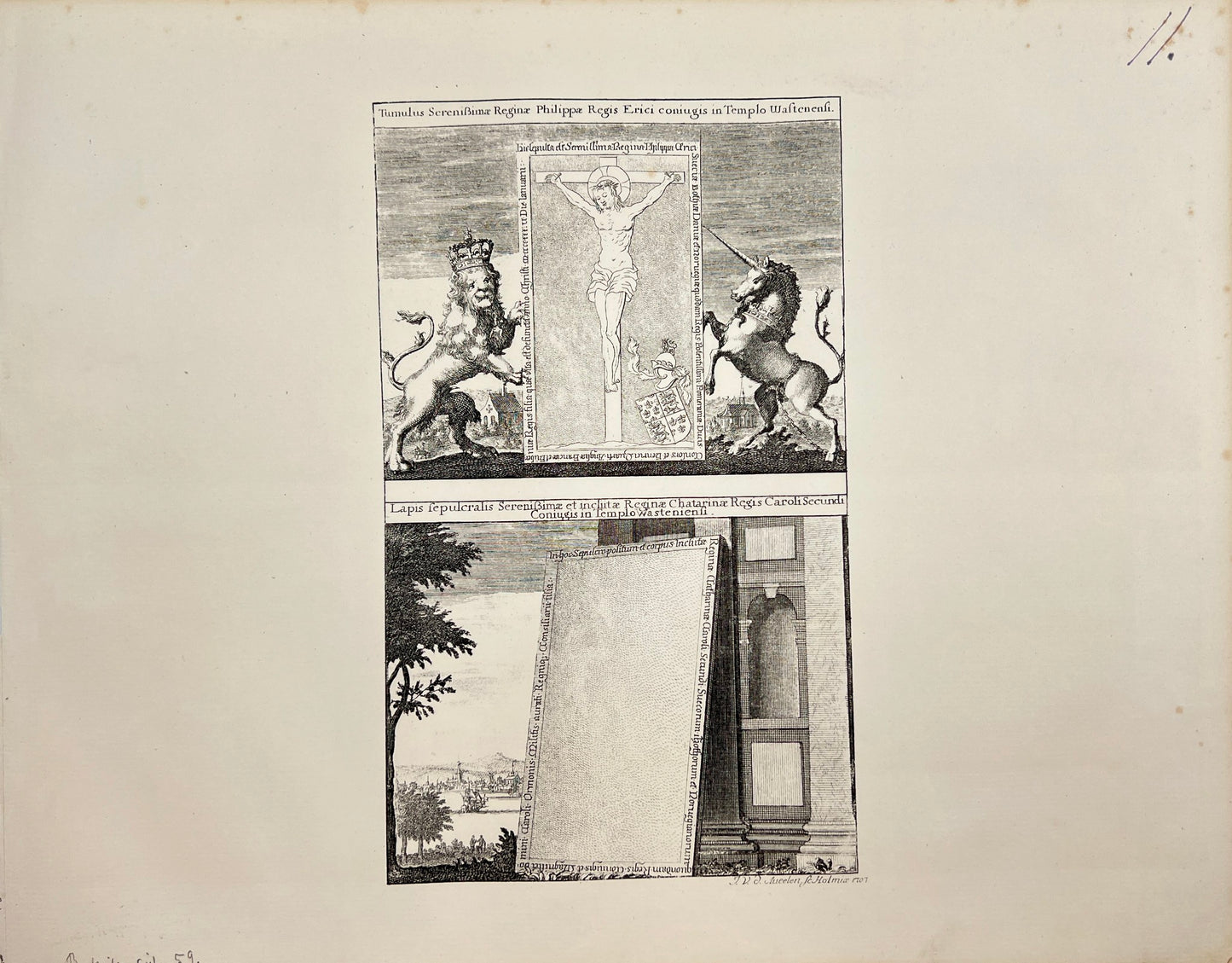 Original Antique Lithograph - Erik Dahlberg - Swedish Iconographic - E1